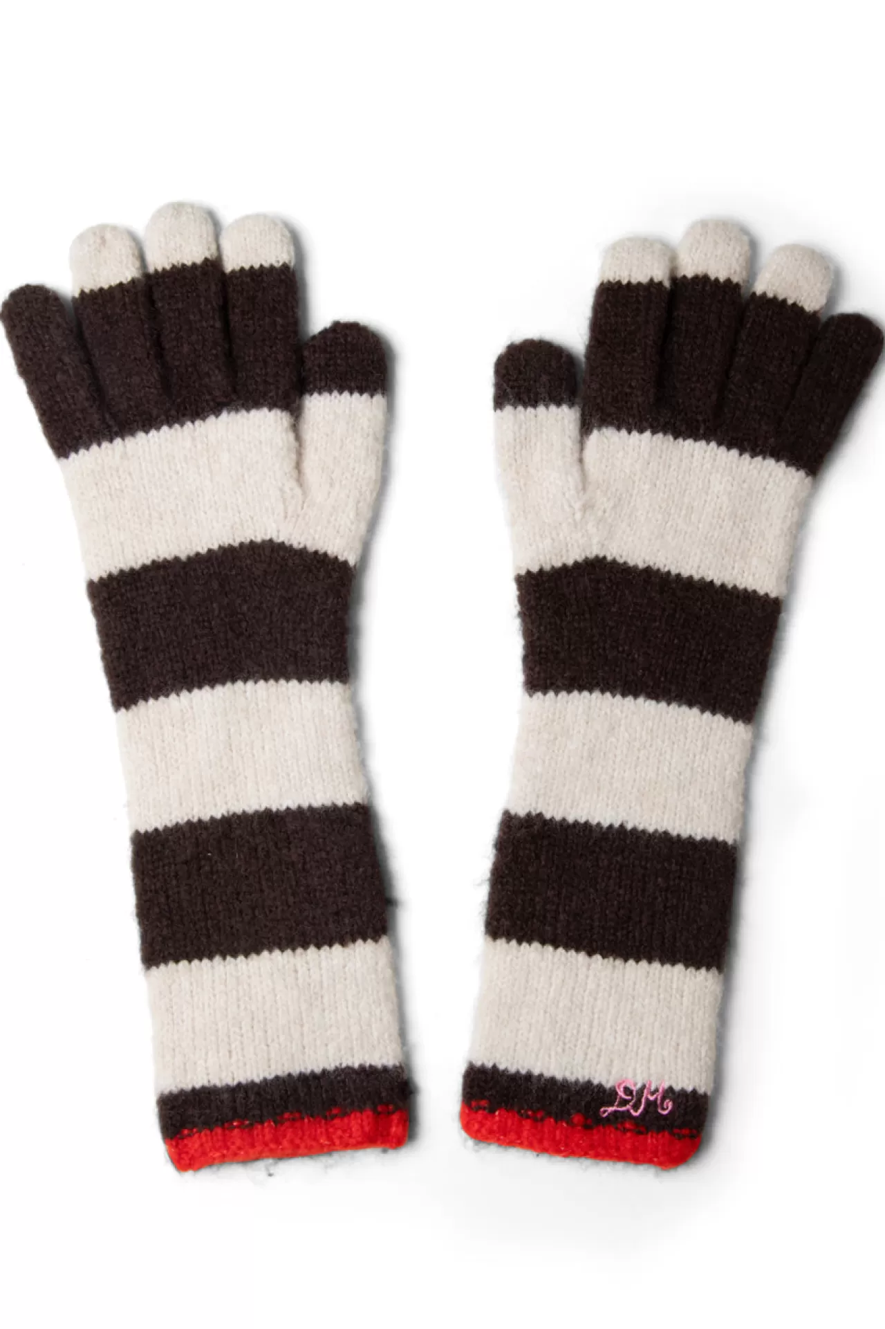 Sale Damson Madder long gloves in choc u0026 ecru stripe