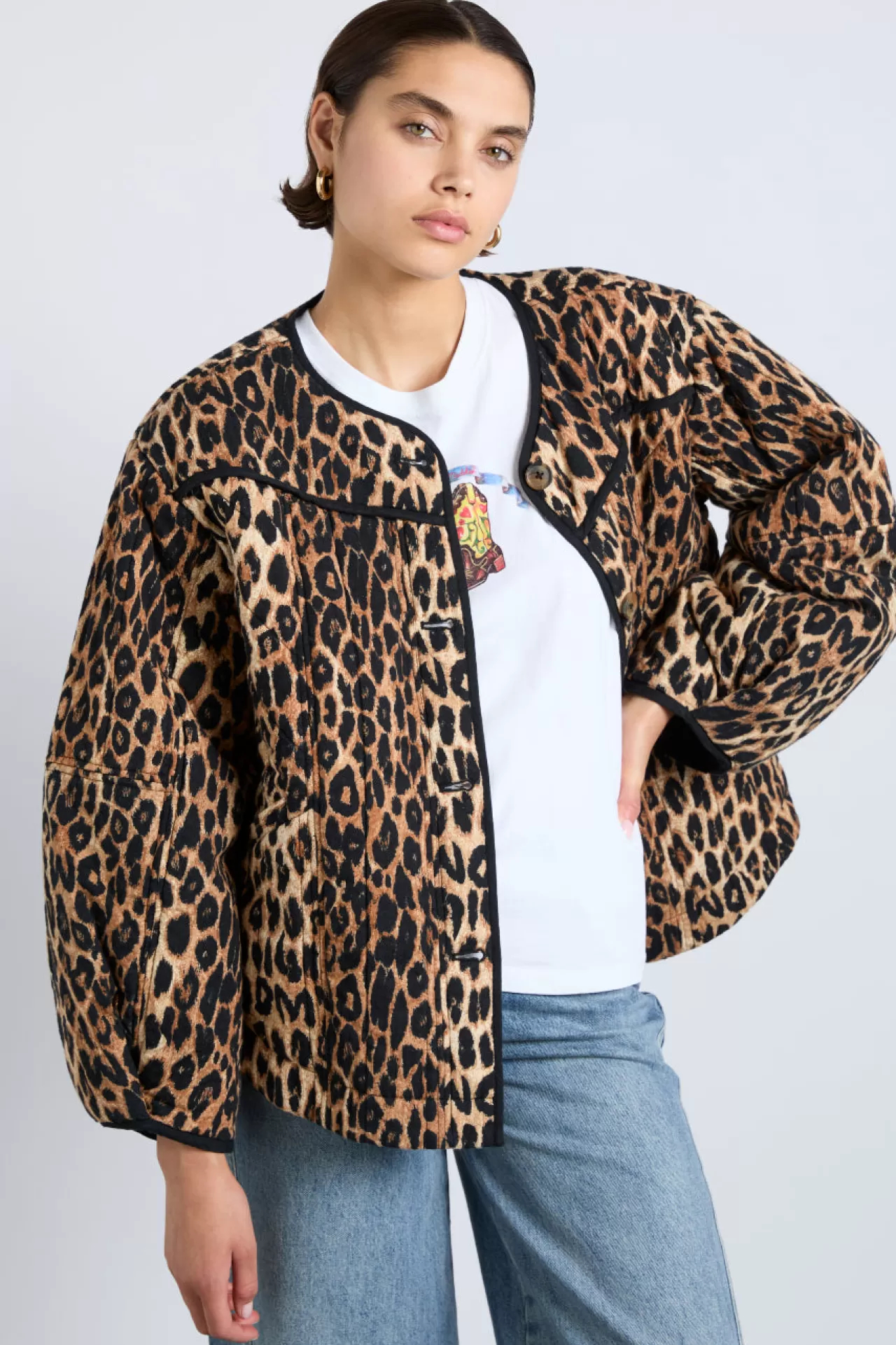 Flash Sale Damson Madder macy quilted jacket - leopard