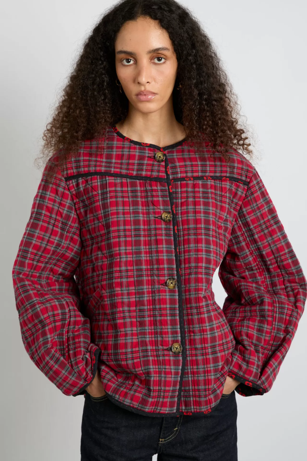Store Damson Madder macy quilted jacket - red check redcheck