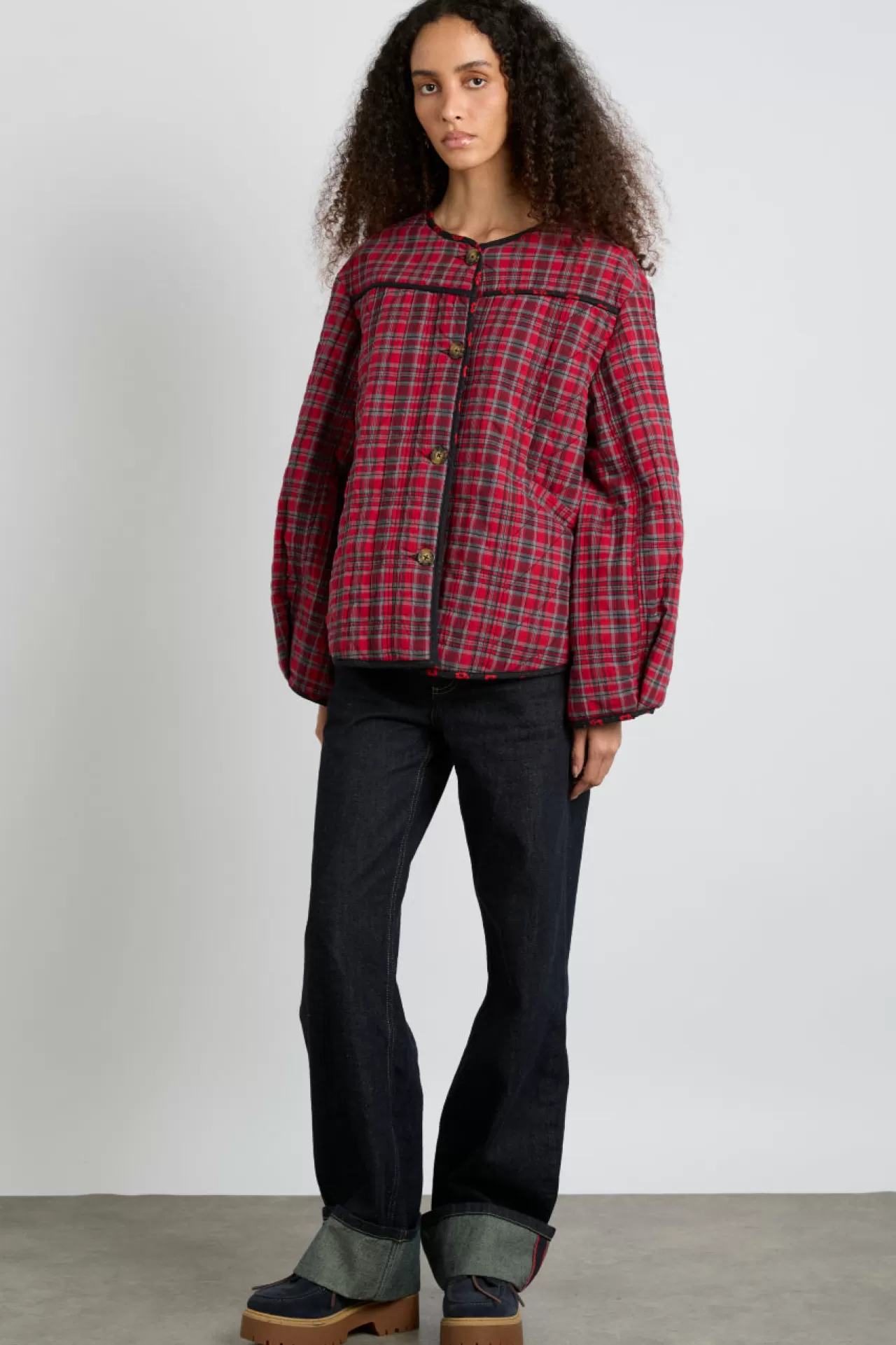 Store Damson Madder macy quilted jacket - red check redcheck