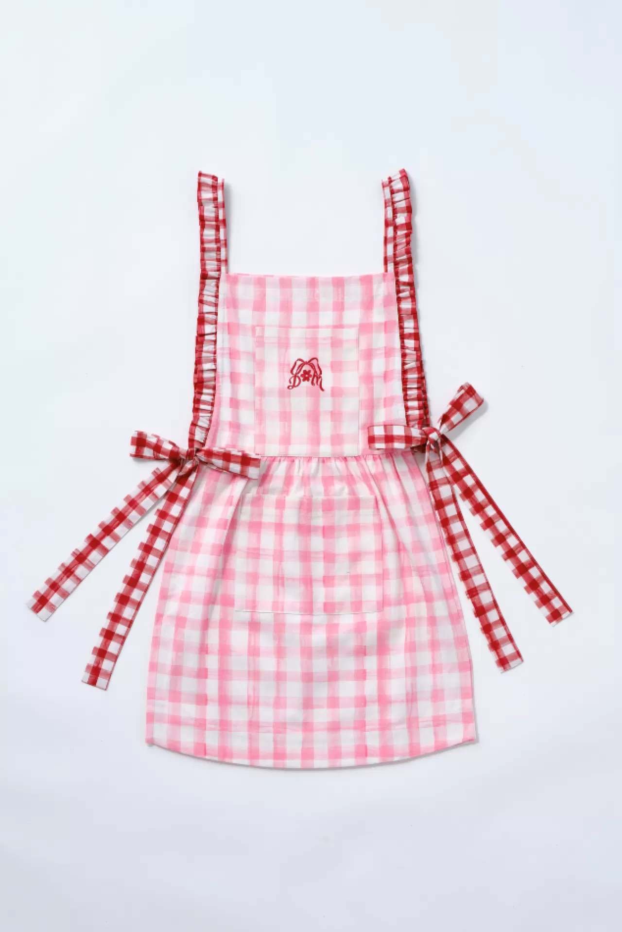 Hot Damson Madder mandy apron - pink u0026 red gingham print pink/red