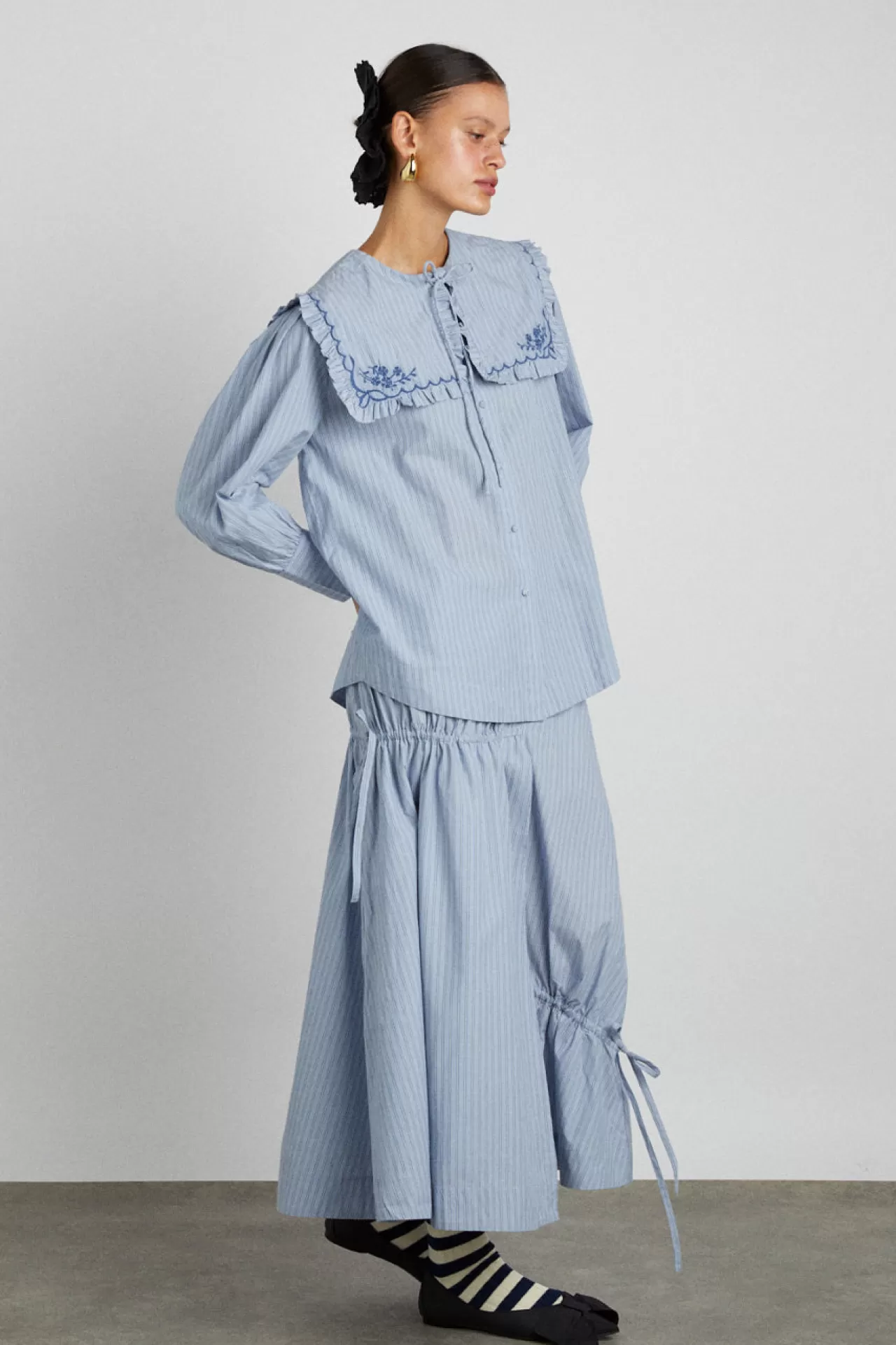 Online Damson Madder marine channel midi skirt - stripe blue