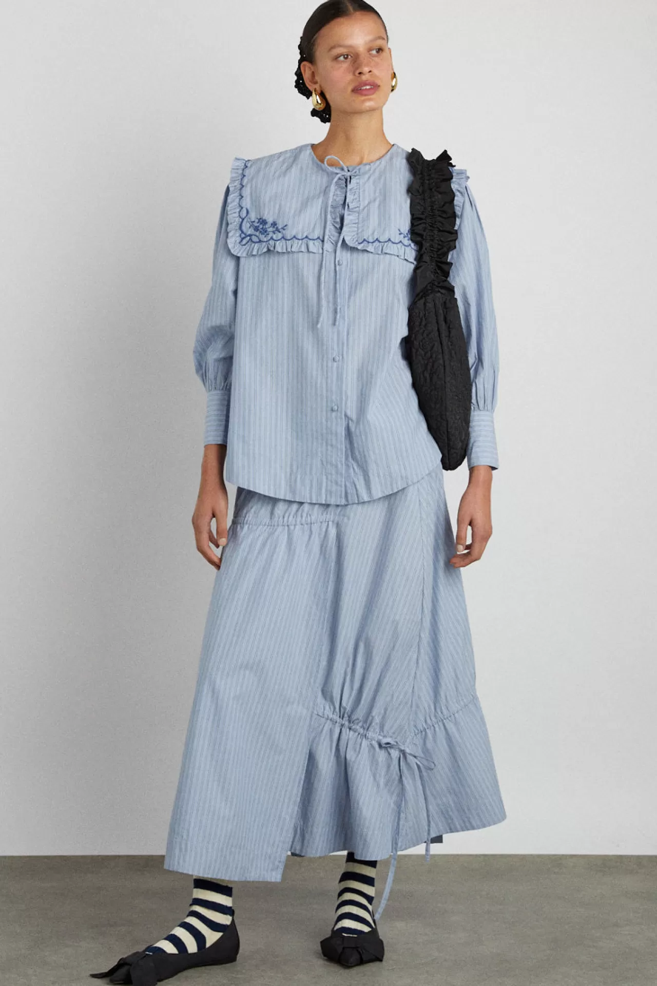 Online Damson Madder marine channel midi skirt - stripe blue