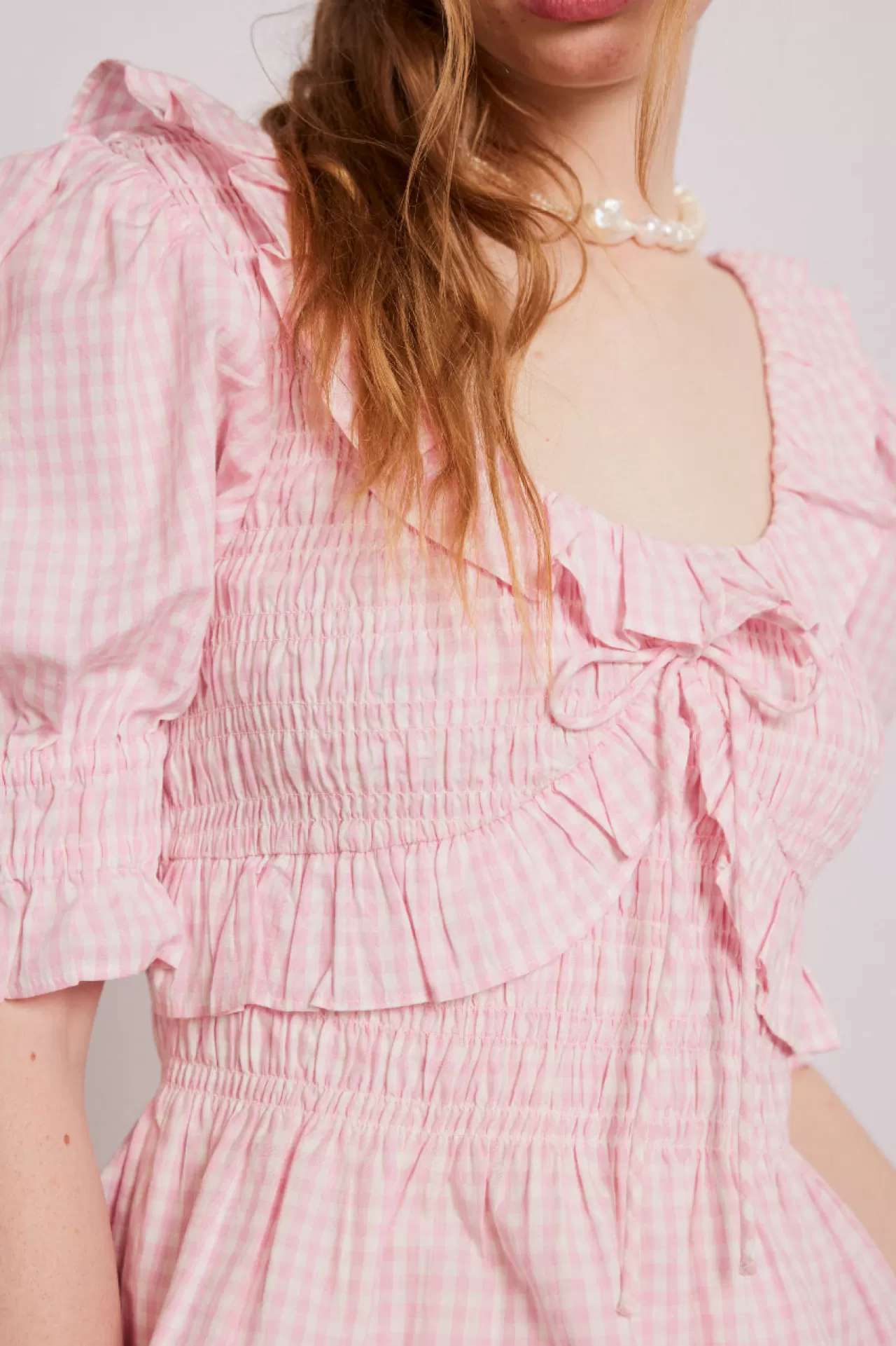 Discount Damson Madder meghan blouse - gingham pink