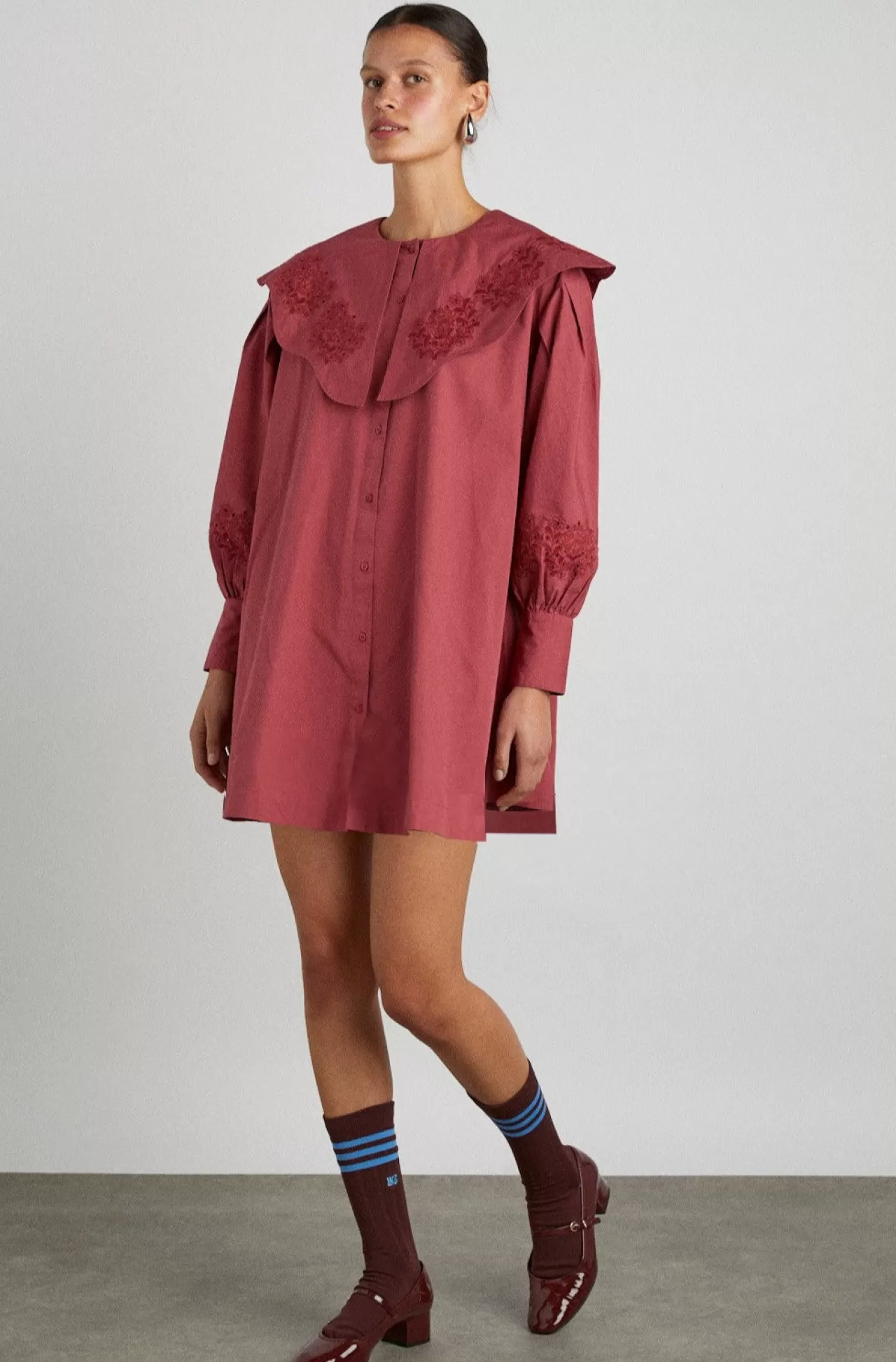 Sale Damson Madder mimi mini dress - broderie plum