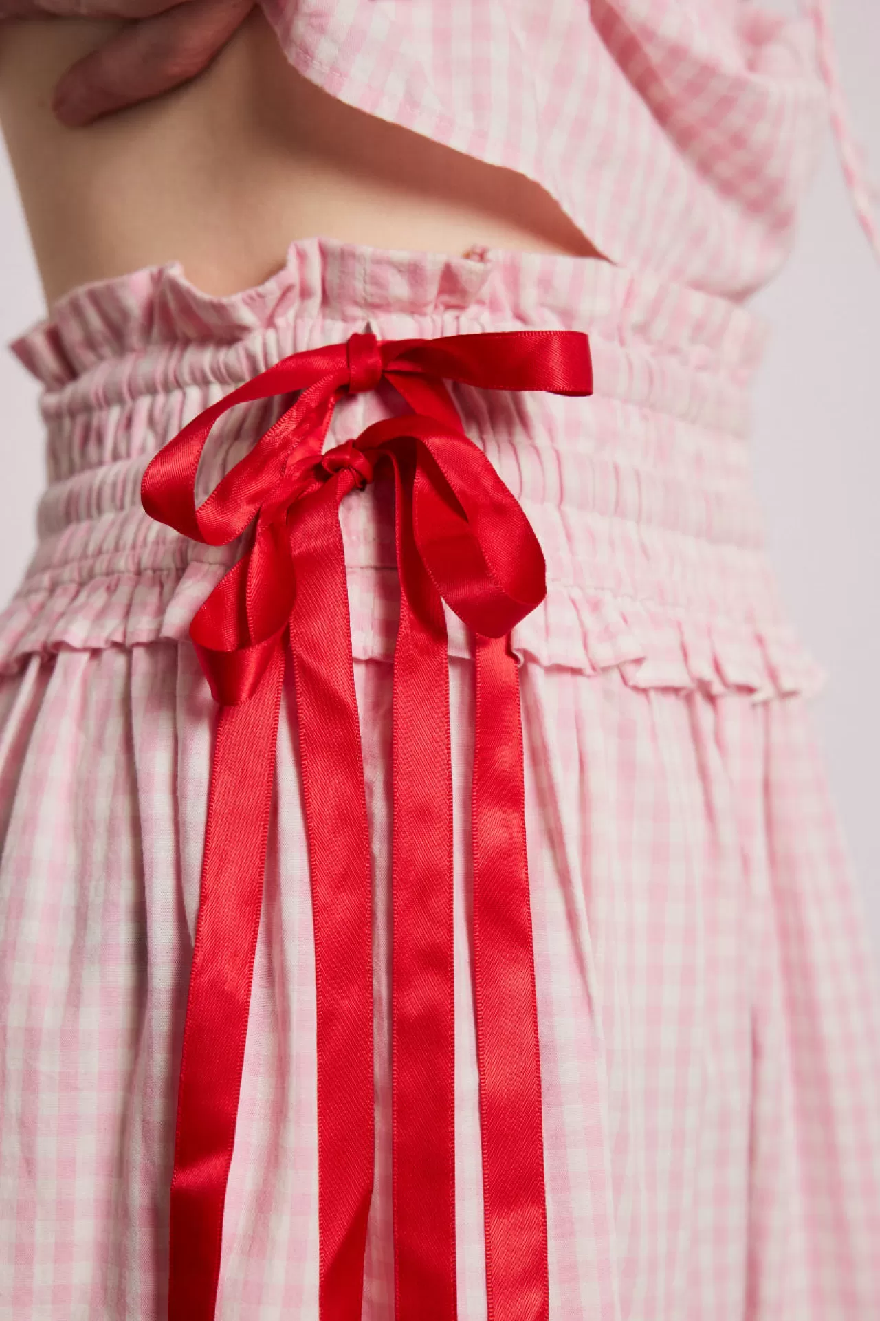 Clearance Damson Madder olivia ruffle skirt - gingham pink