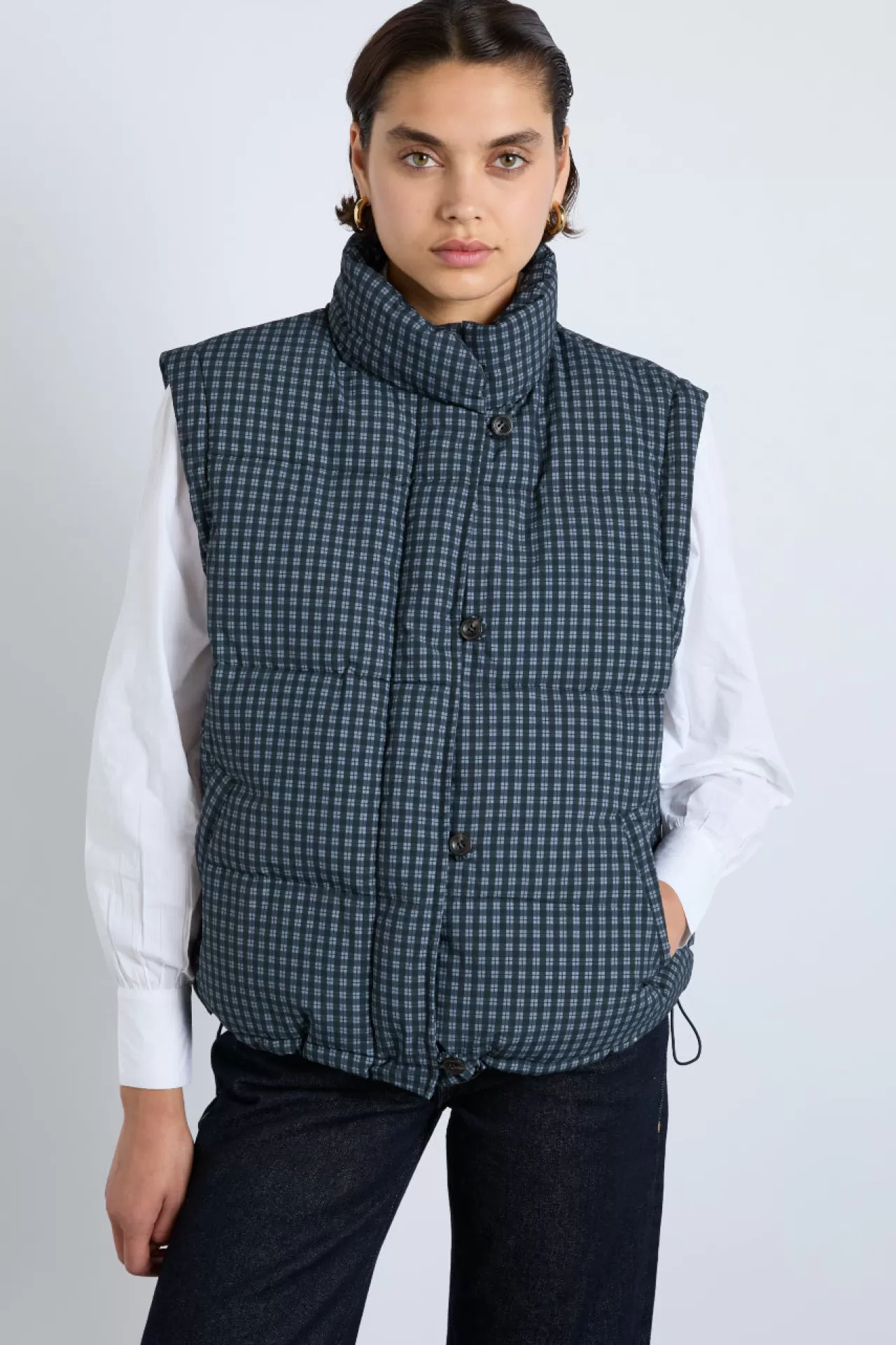 Cheap Damson Madder pearl check puffer - gingham navy