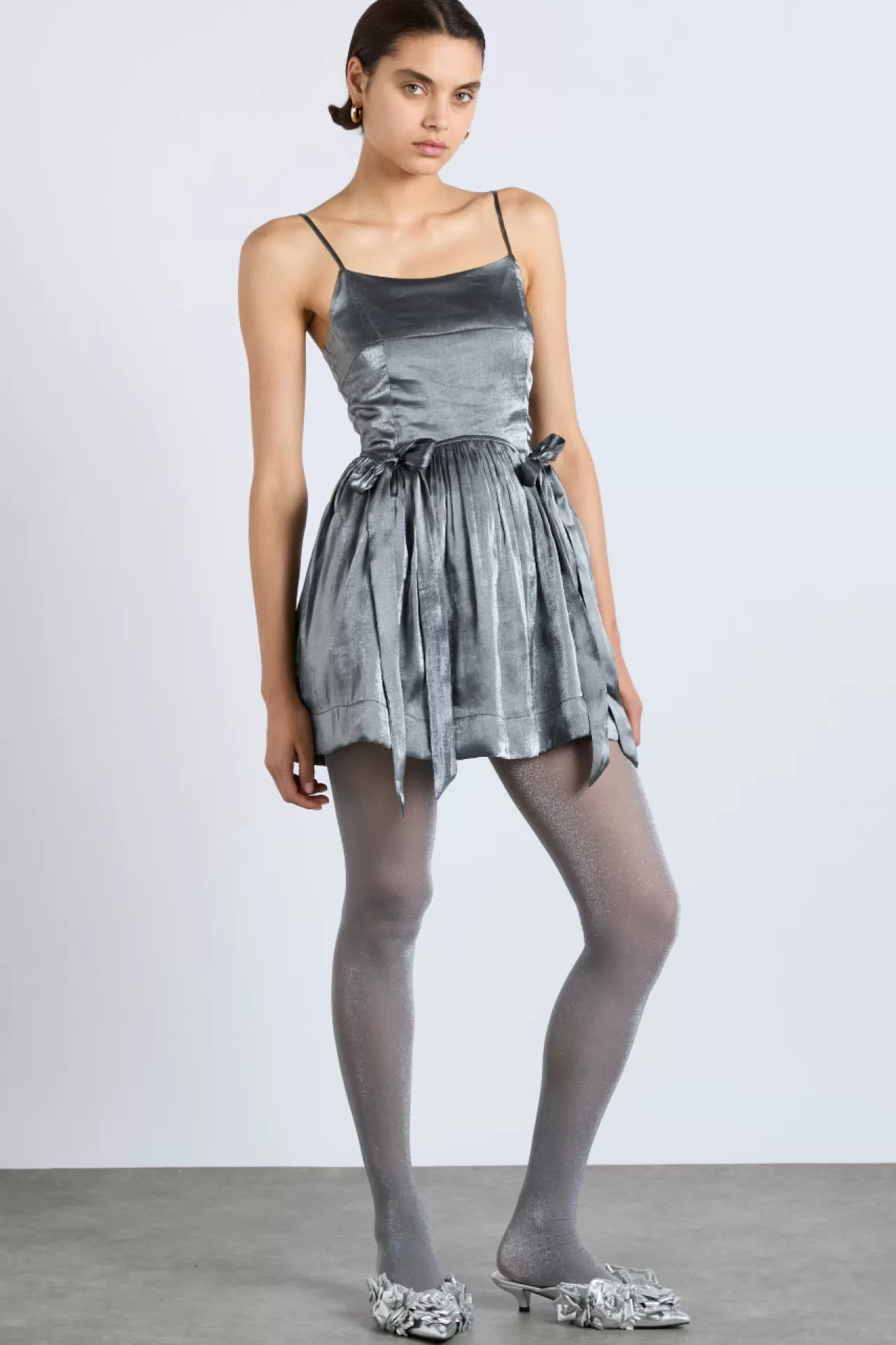 New Damson Madder penelope mini dress - glass satin grey