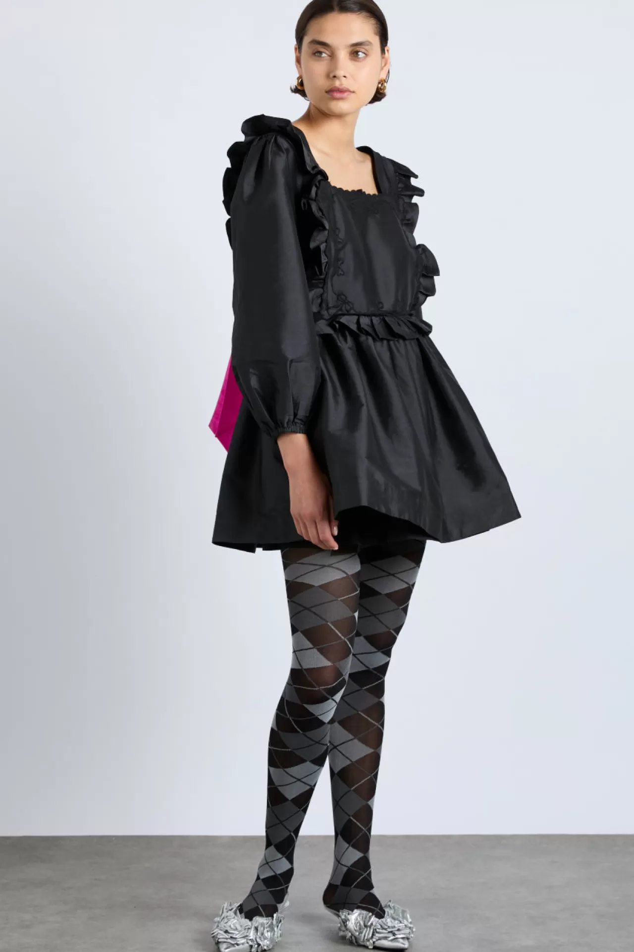 Sale Damson Madder piarra mini smock dress - with pink bows black