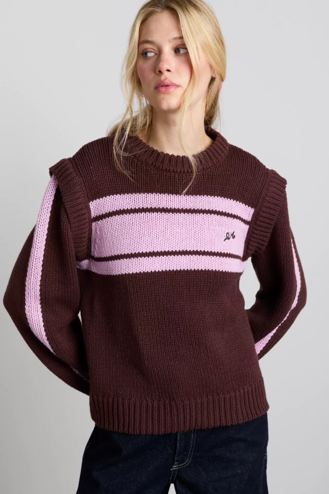 Hot Damson Madder poppy jumper with removable sleeves - burgundy u0026 lilac burg/lilac