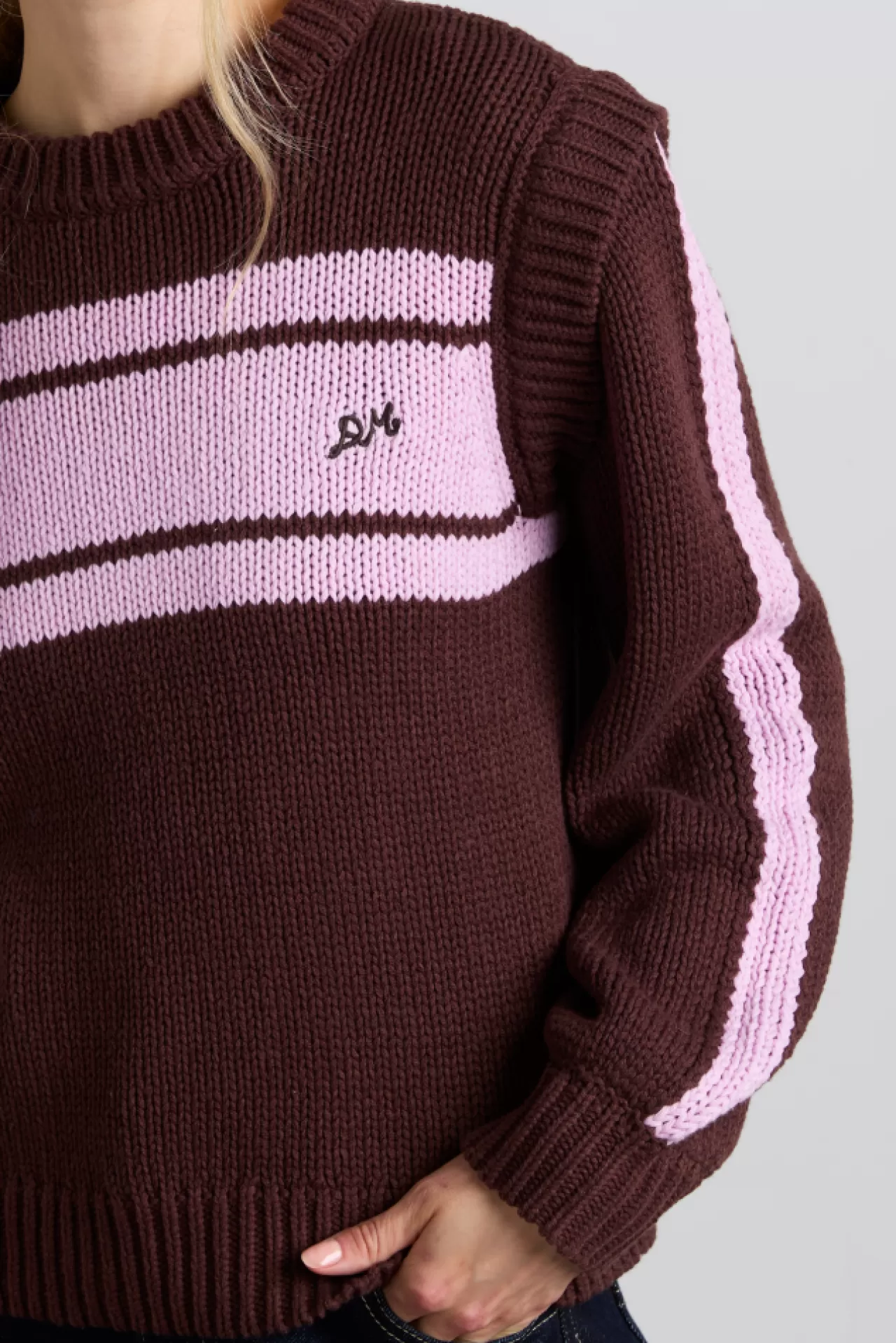 Hot Damson Madder poppy jumper with removable sleeves - burgundy u0026 lilac burg/lilac