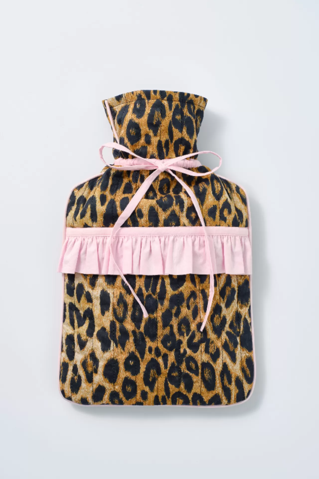 Hot Damson Madder quilted hot water bottle cover - print leopard