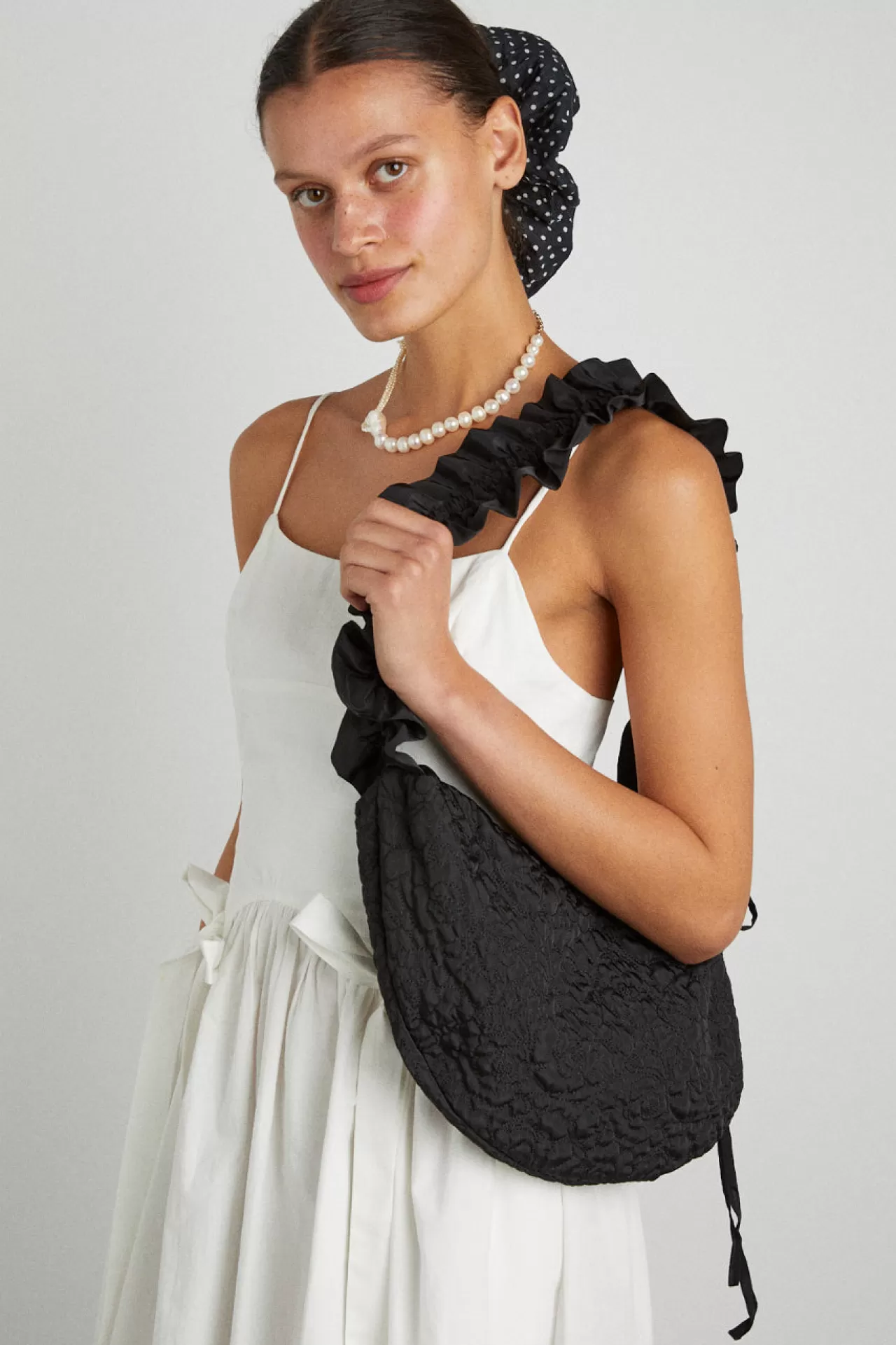 Cheap Damson Madder quilted ruched kidney bag - black