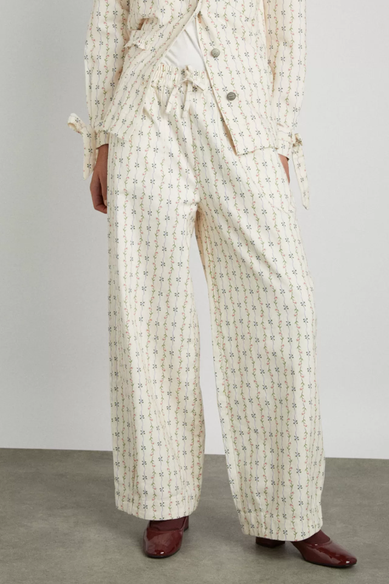 New Damson Madder rafe pant - floral stripe ecru