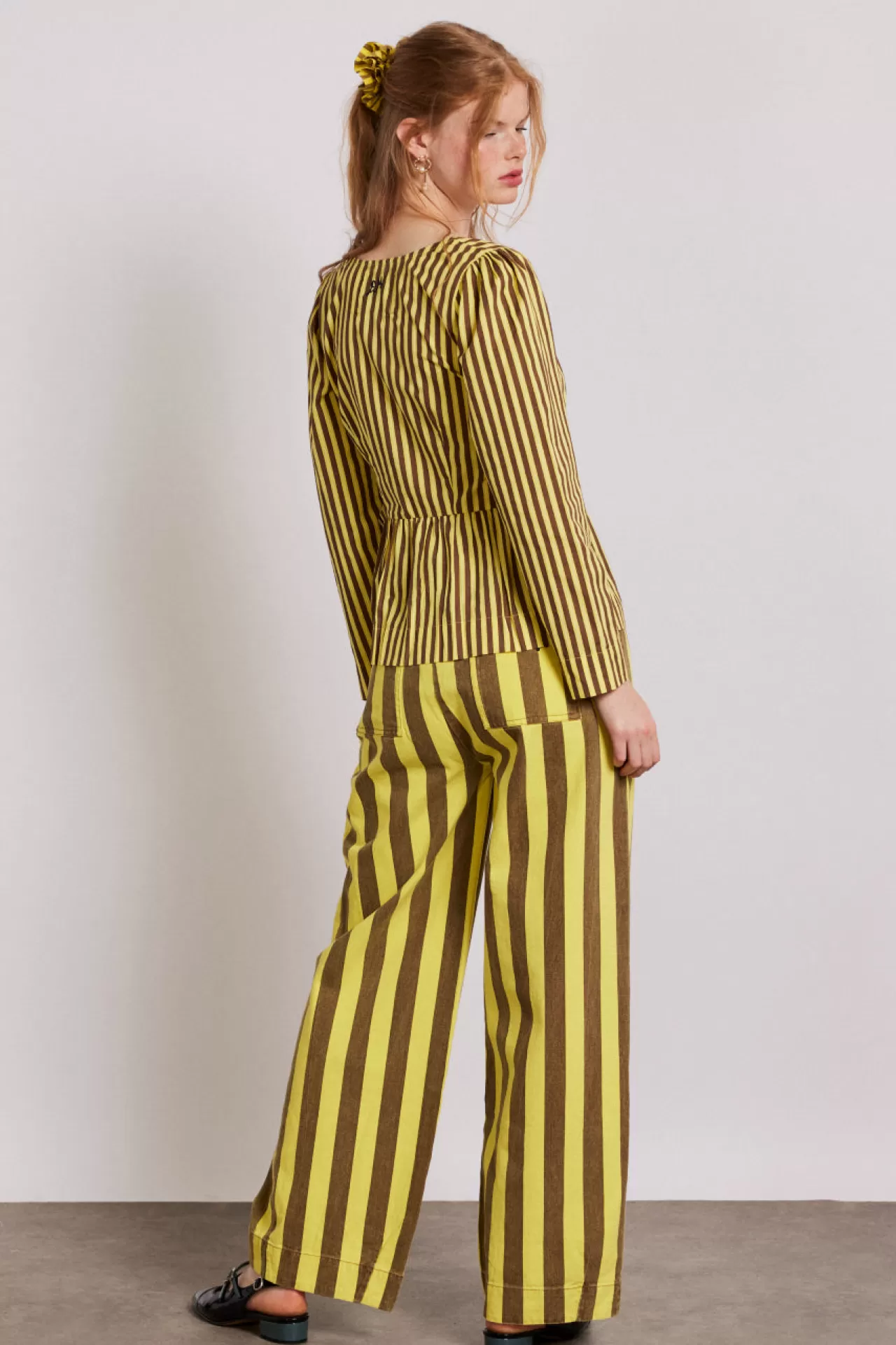 Clearance Damson Madder rafe pants - yellow choc stripe yellow/choc