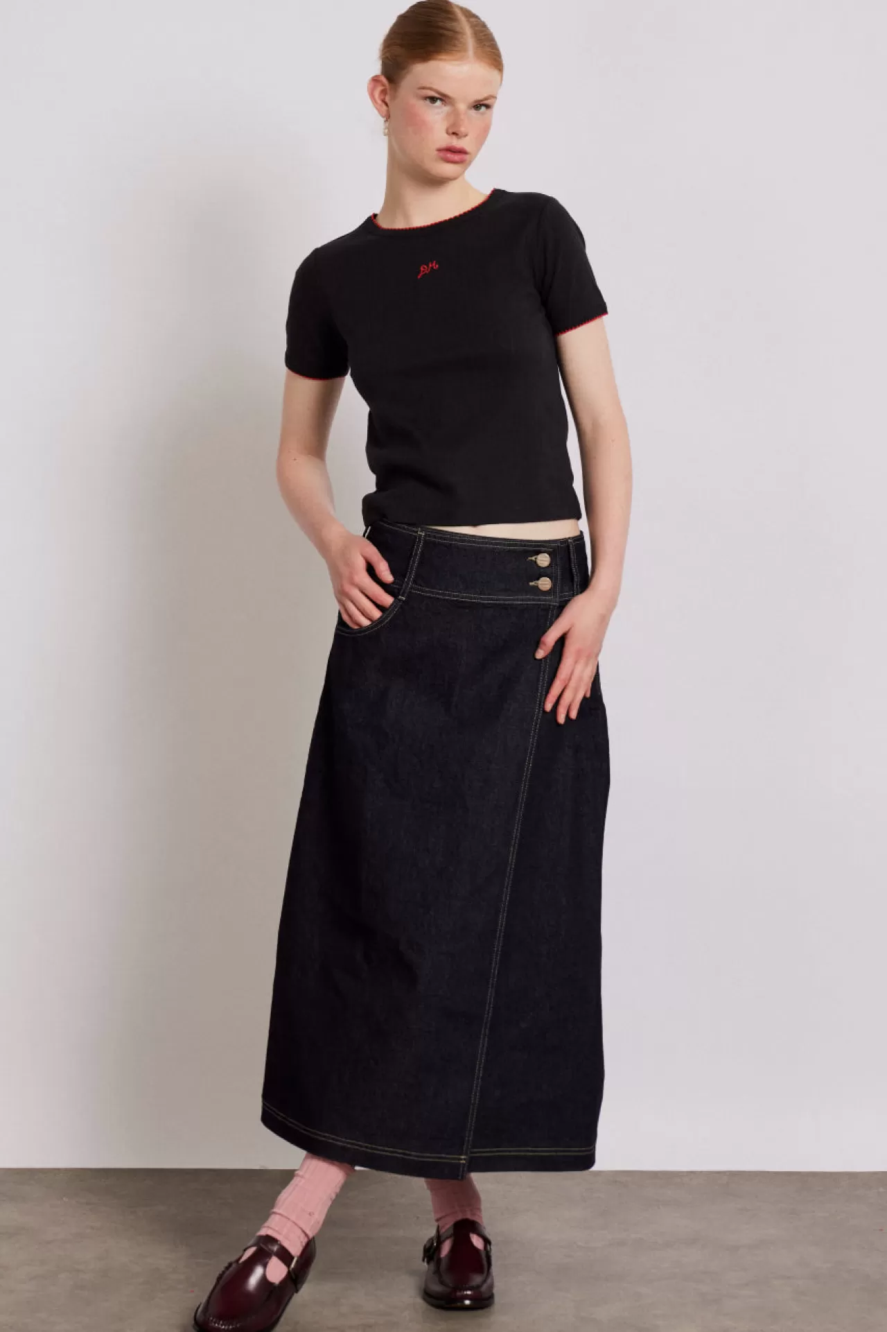 Discount Damson Madder raye denim skirt - dark indigo