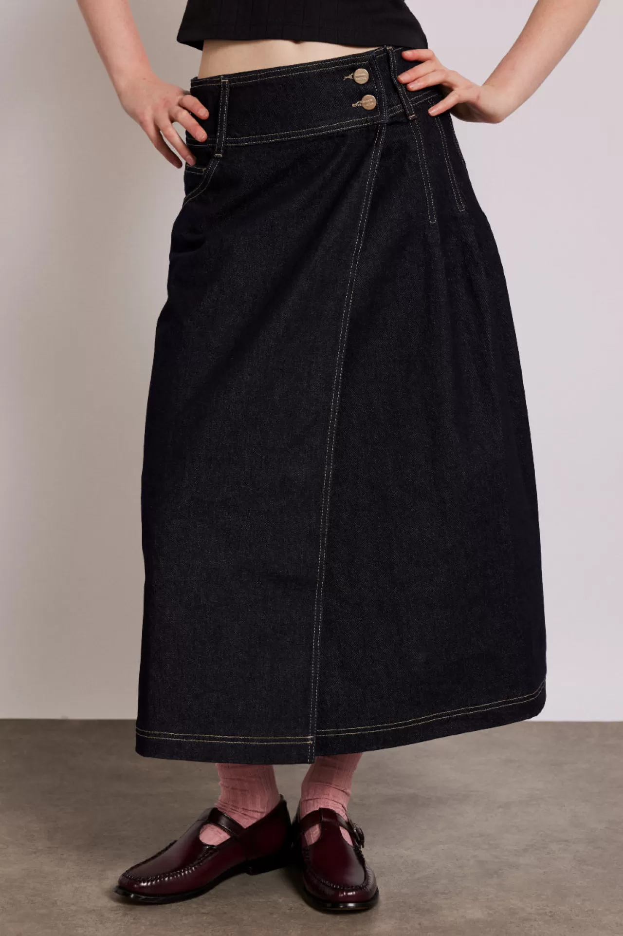 Discount Damson Madder raye denim skirt - dark indigo
