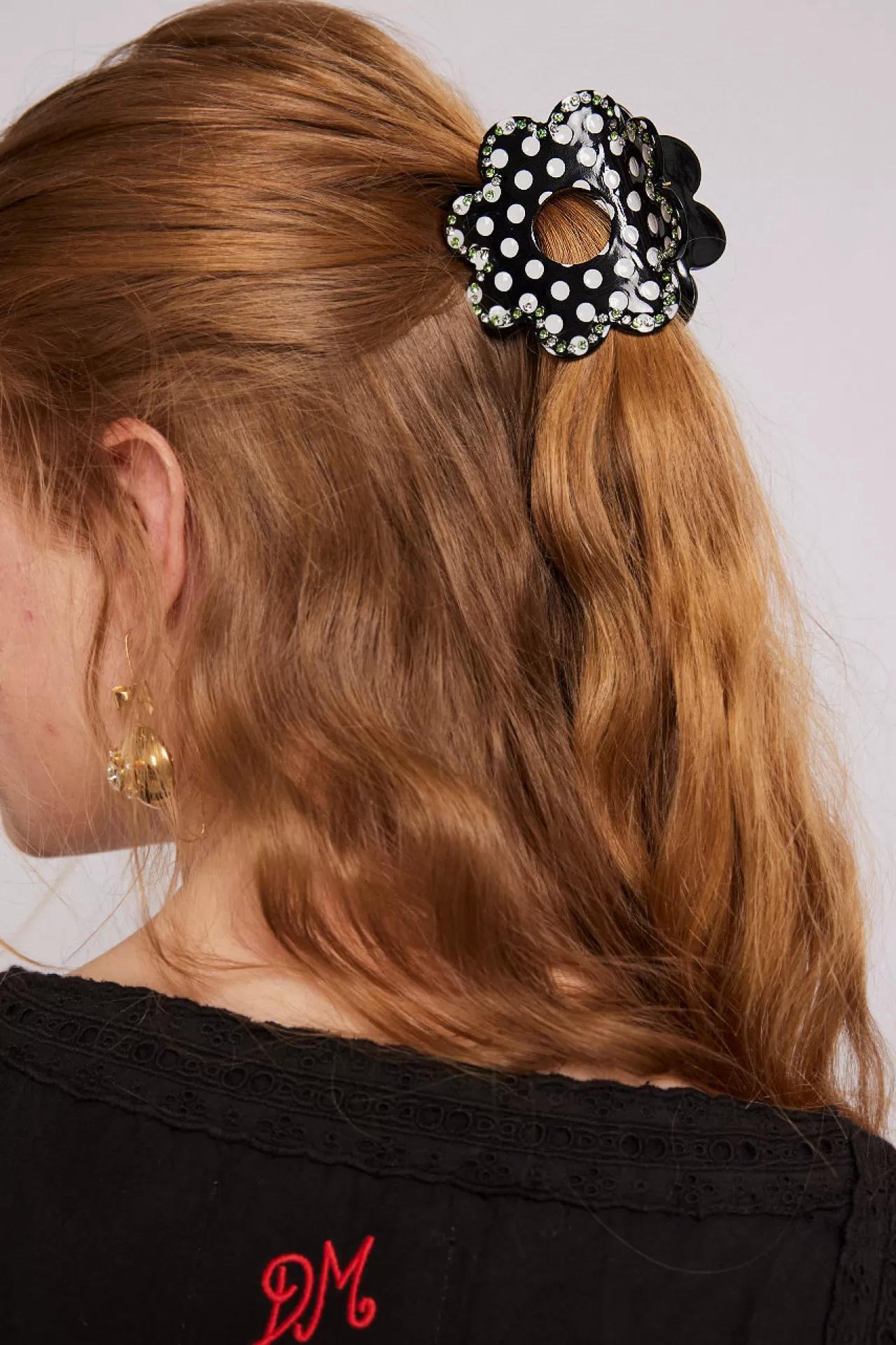 Hot Damson Madder recycled acetate daisy spot hair clip black