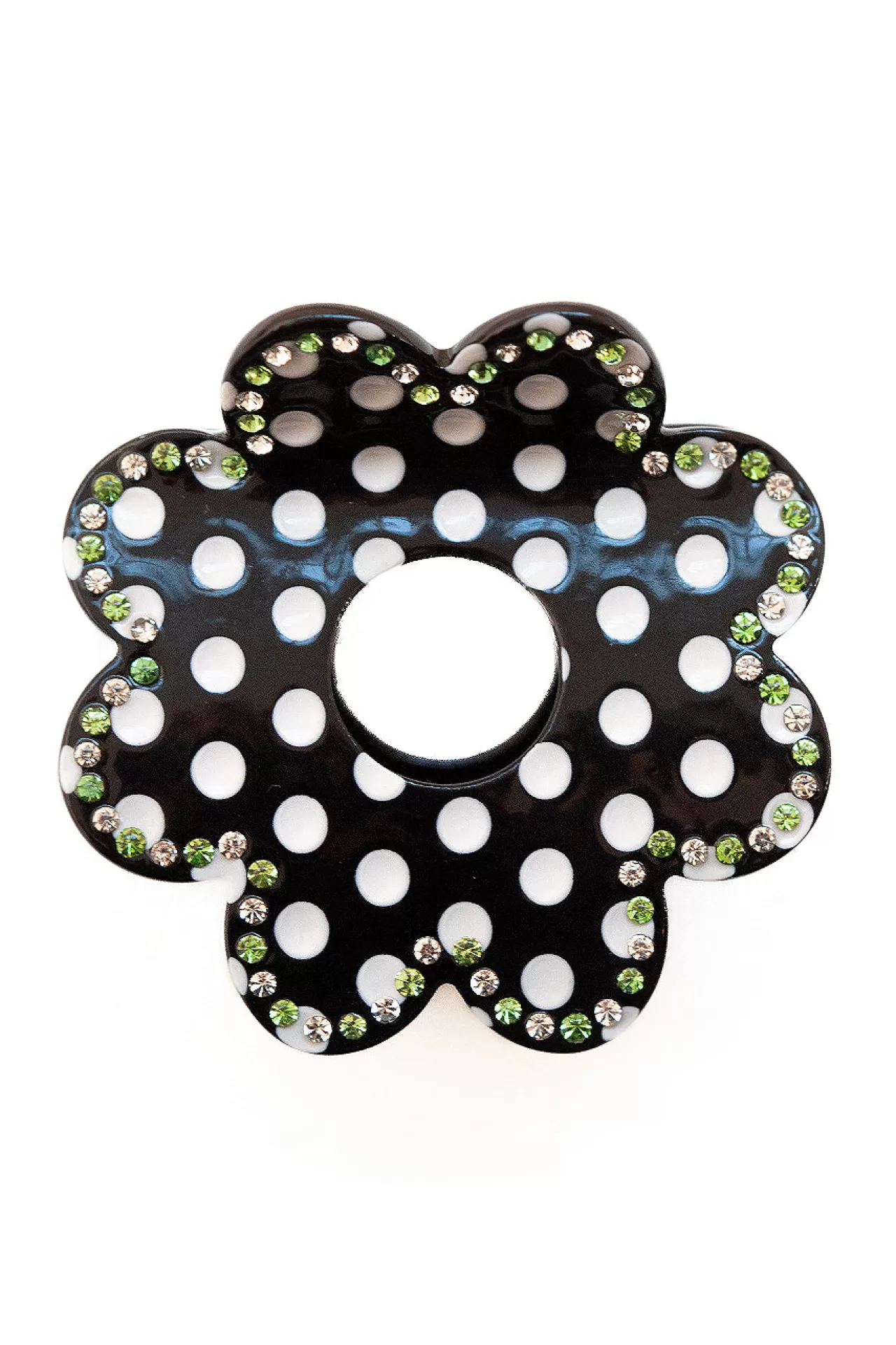 Hot Damson Madder recycled acetate daisy spot hair clip black