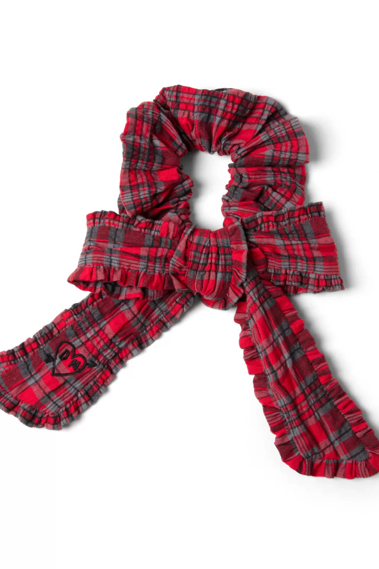 Best Damson Madder check bow scrunchie red