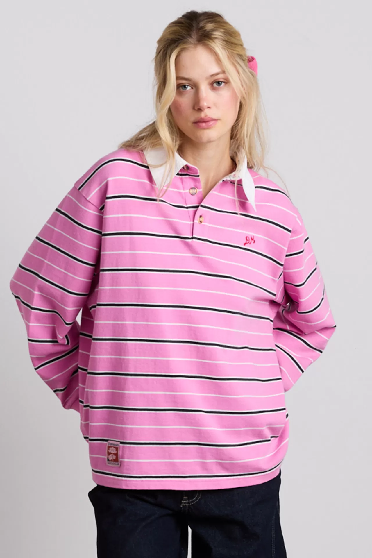 Best Damson Madder remie rugby shirt - pink stripe pinkstripe