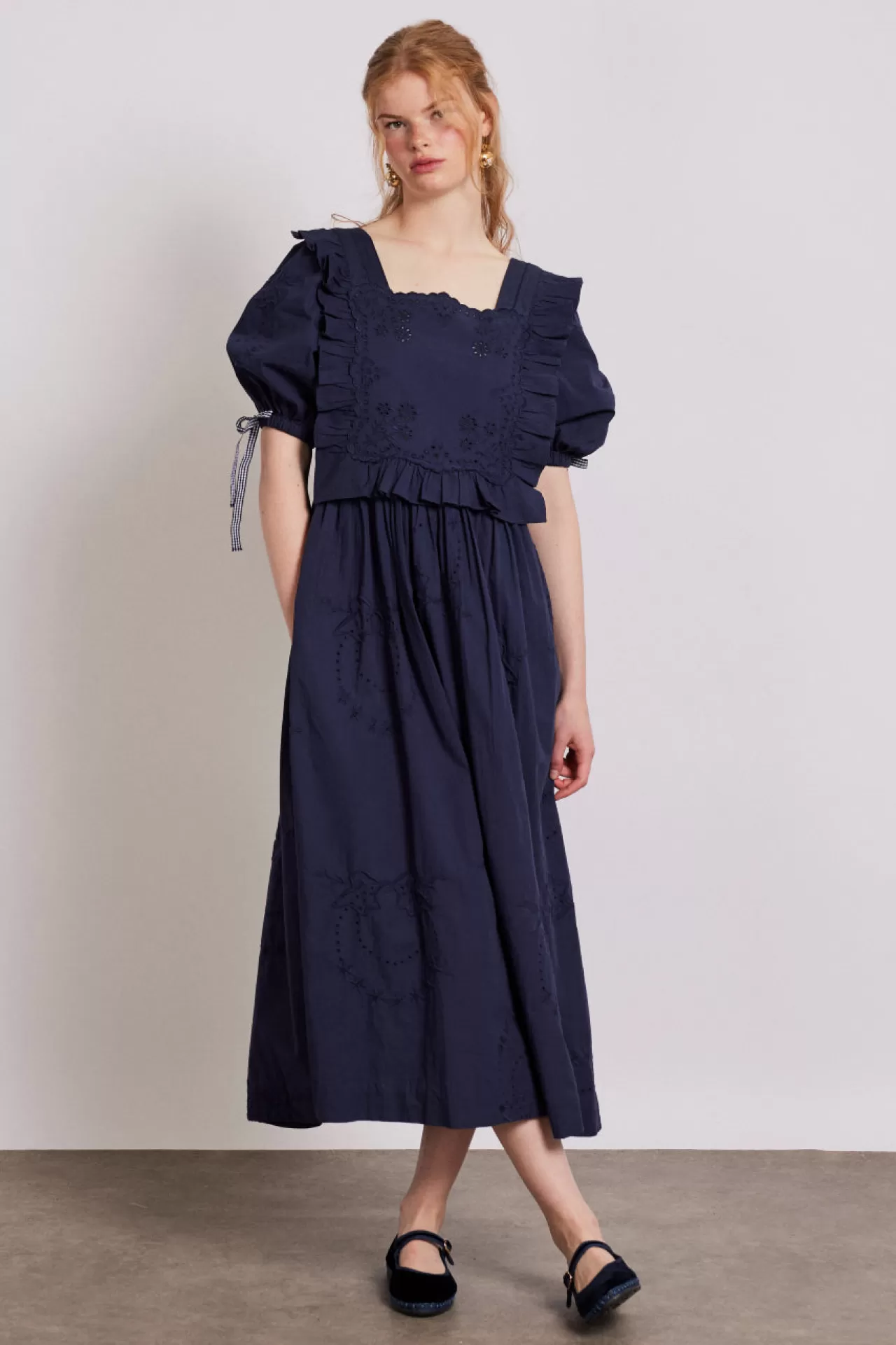 Fashion Damson Madder rhea dress - broderie navy