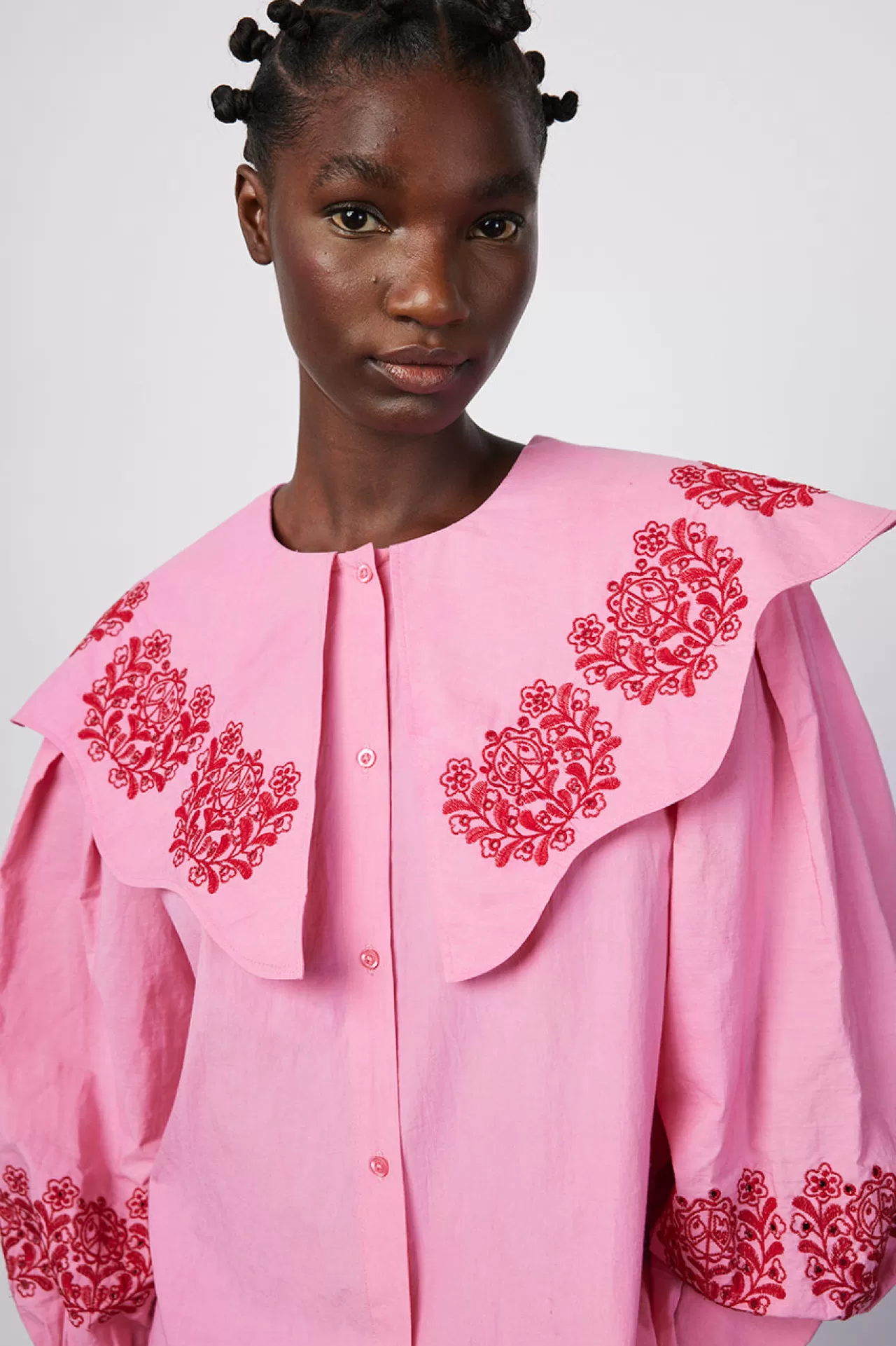 Online Damson Madder romeo organic cotton broderie blouse - pink