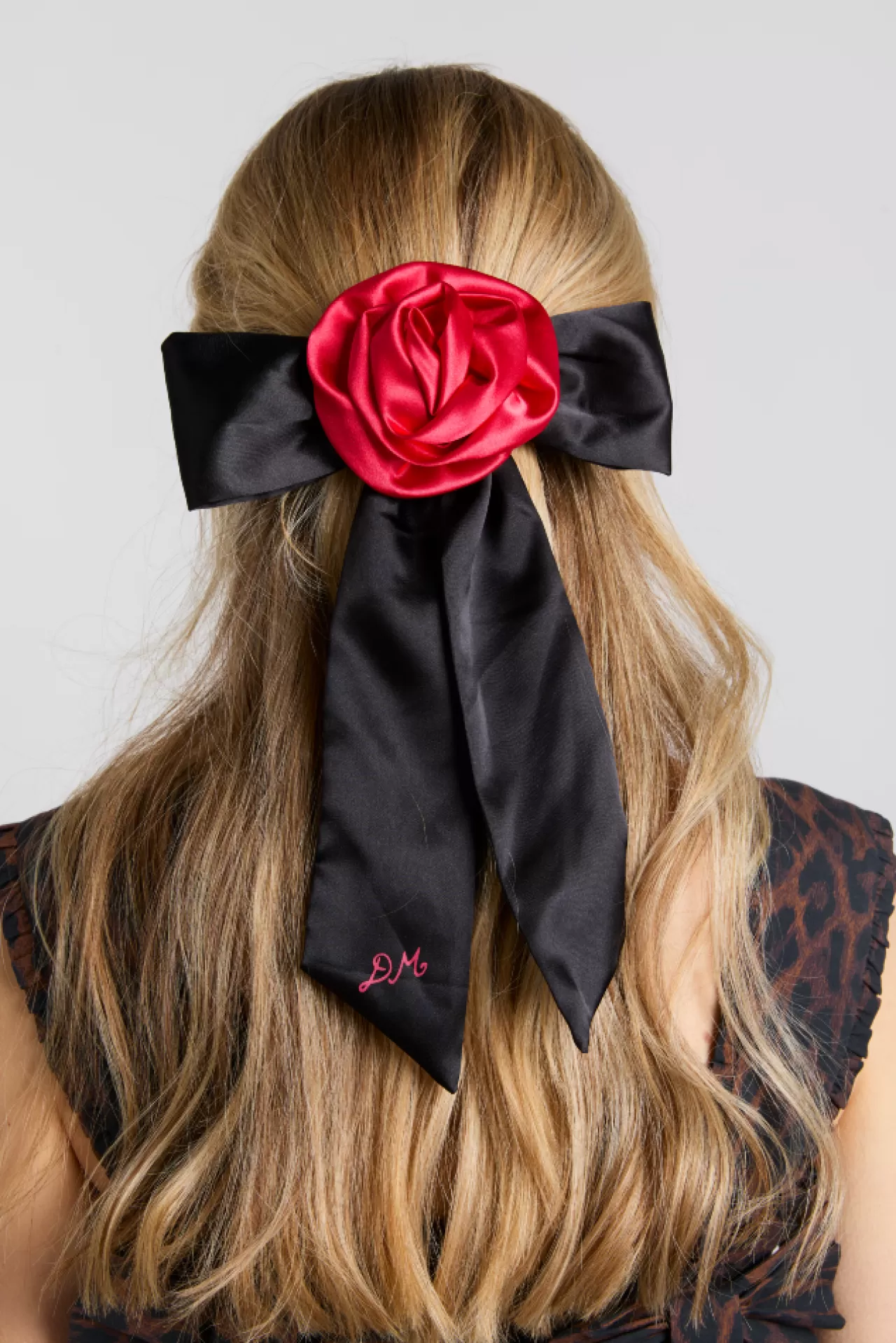 Shop Damson Madder rosette bow clip - black u0026 red satin black/red