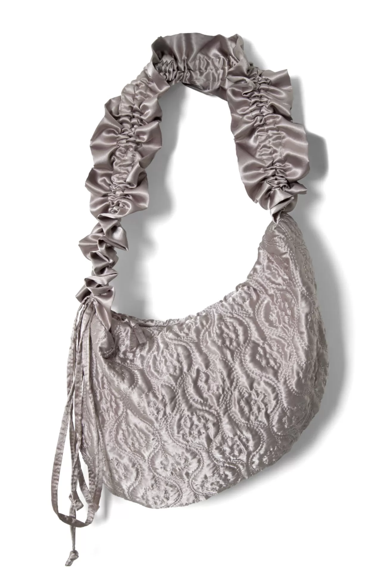 Cheap Damson Madder ruched kidney bag in satin silver