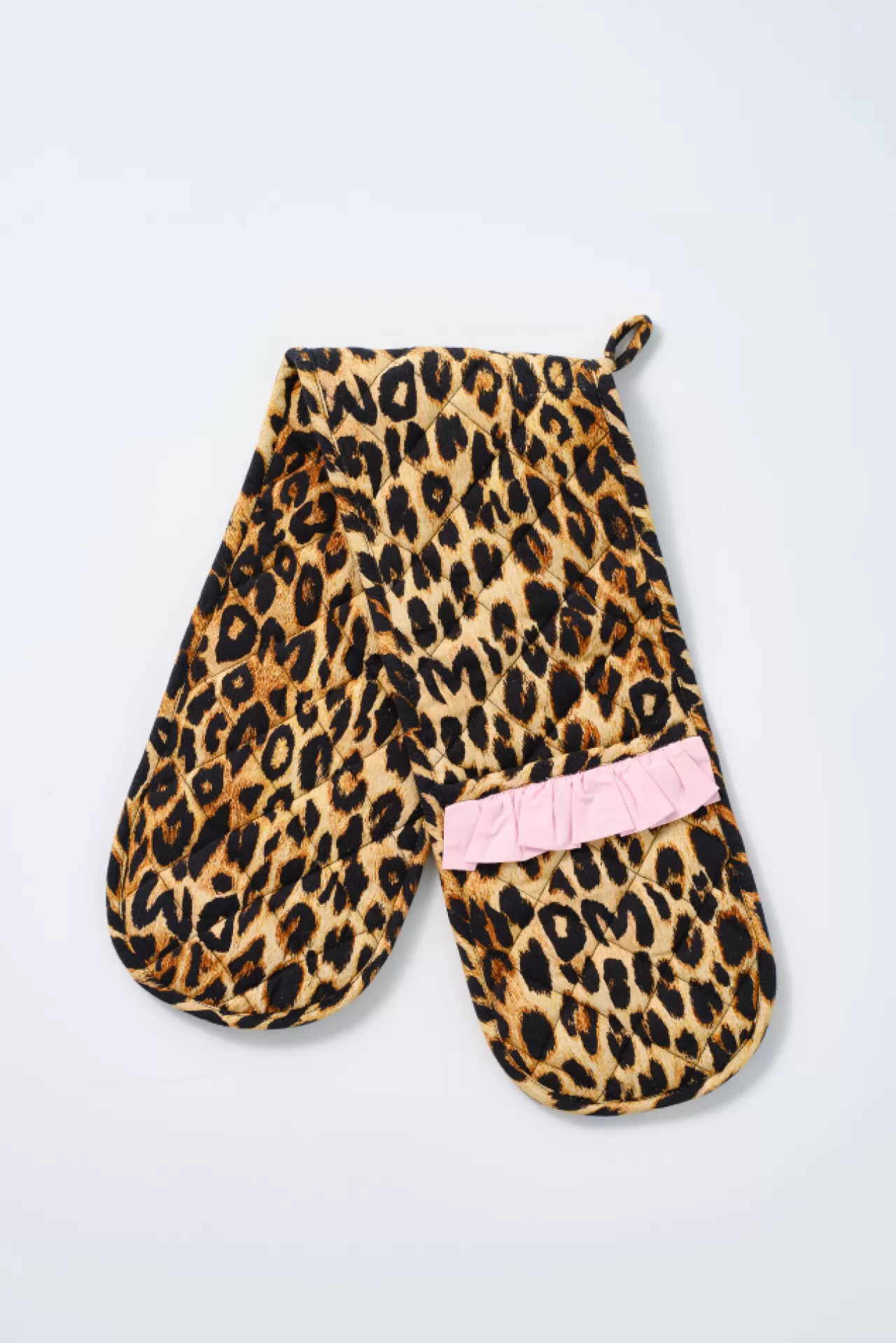 Fashion Damson Madder ruffle trim oven gloves - leopard