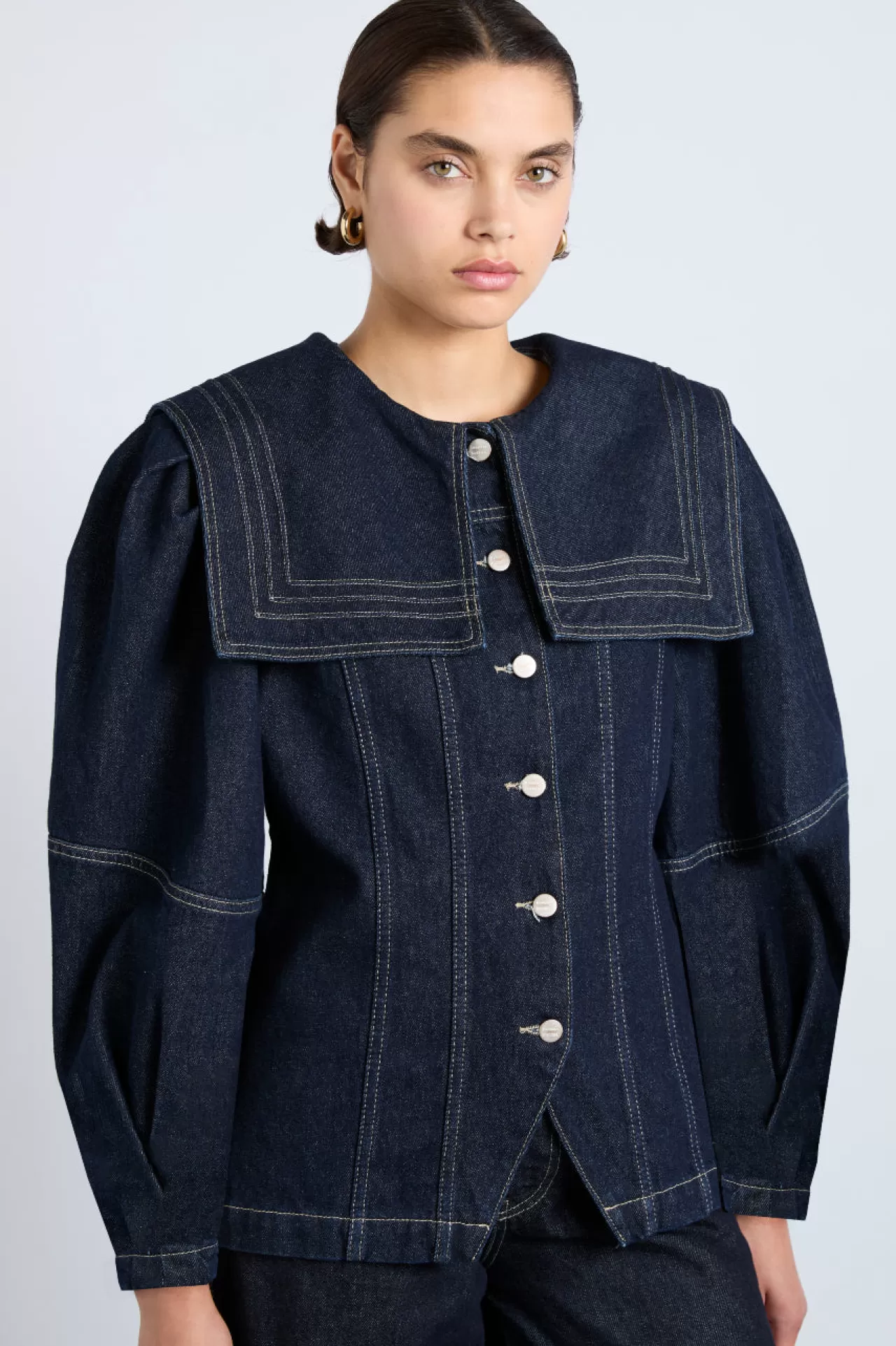 Fashion Damson Madder sailor denim jacket - dark indigo
