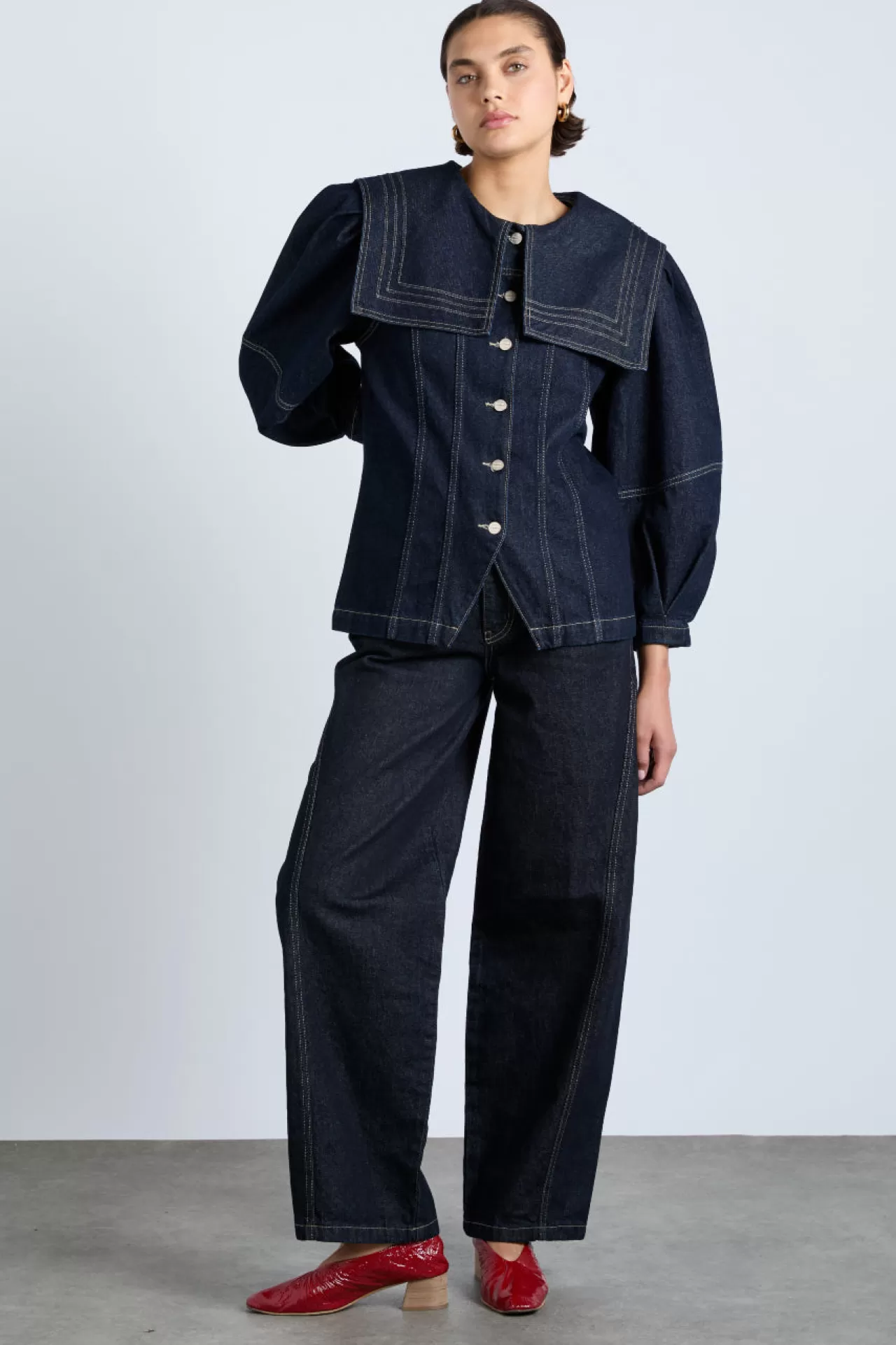 Fashion Damson Madder sailor denim jacket - dark indigo