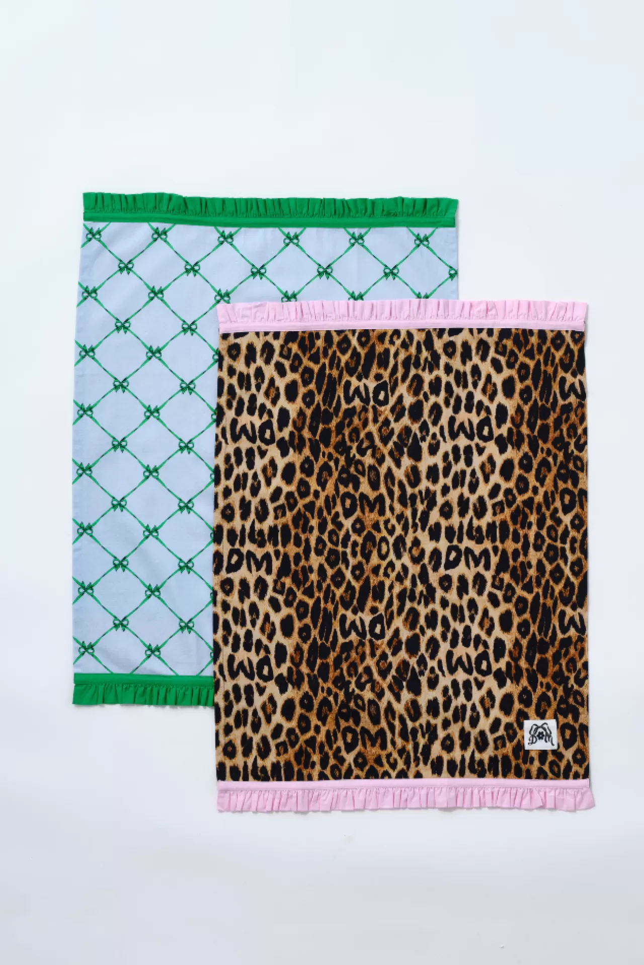 Store Damson Madder set of 2 ruffle tea towels - leopard u0026 bow print multi