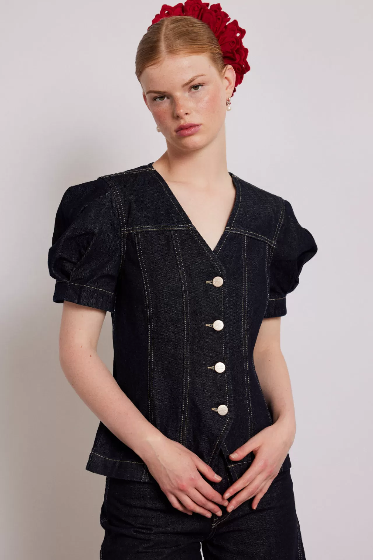 Sale Damson Madder shell denim top - dark indigo