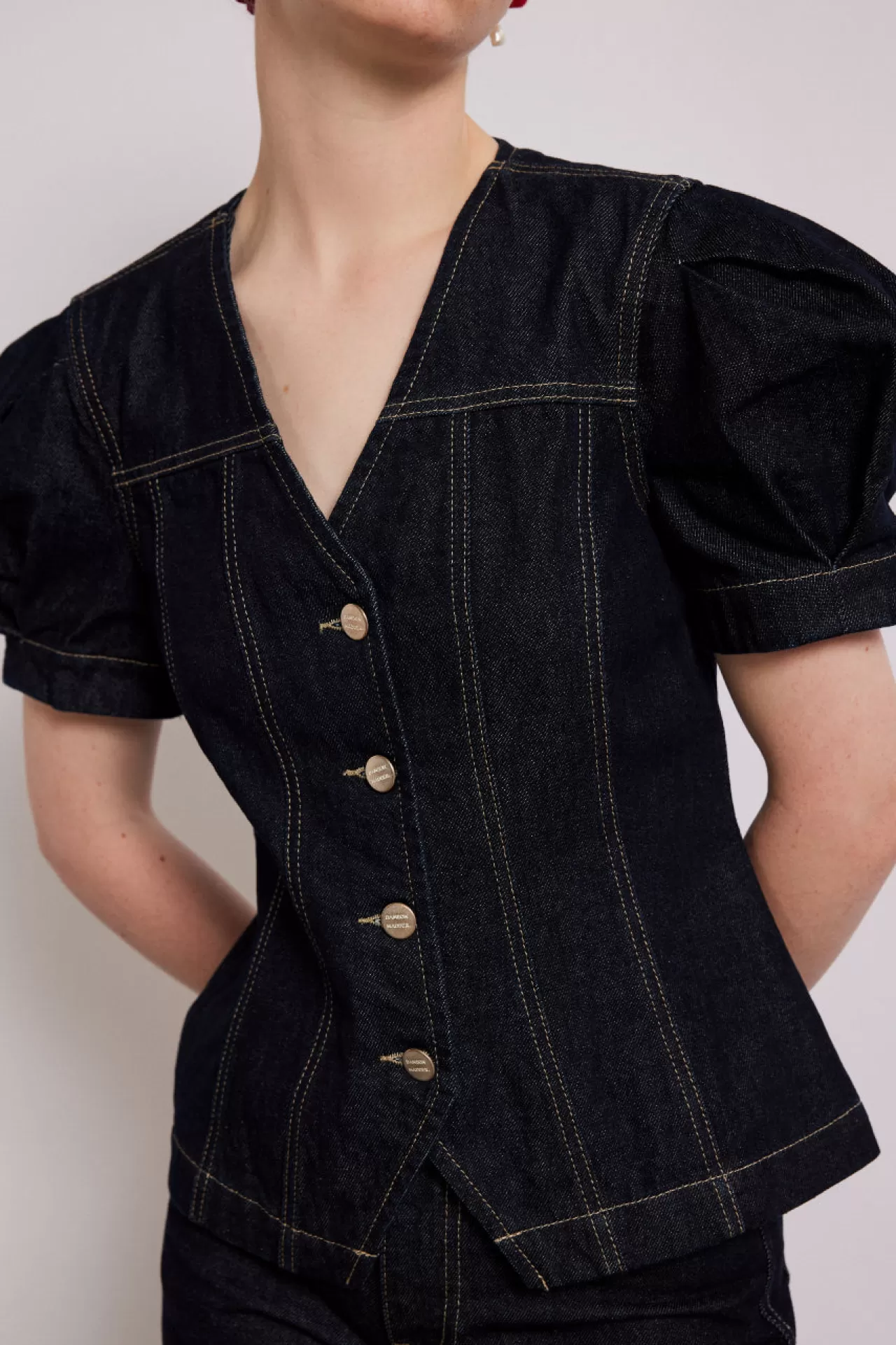 Sale Damson Madder shell denim top - dark indigo