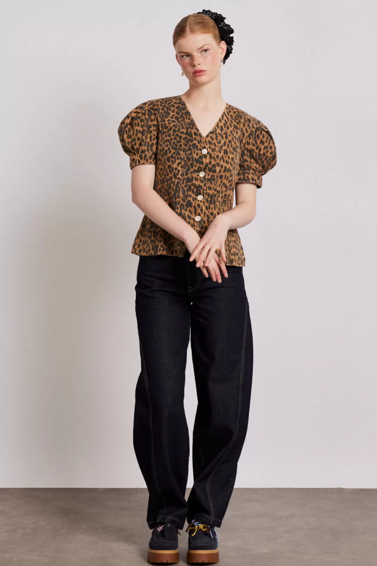 Best Damson Madder shell denim top - leopard multi