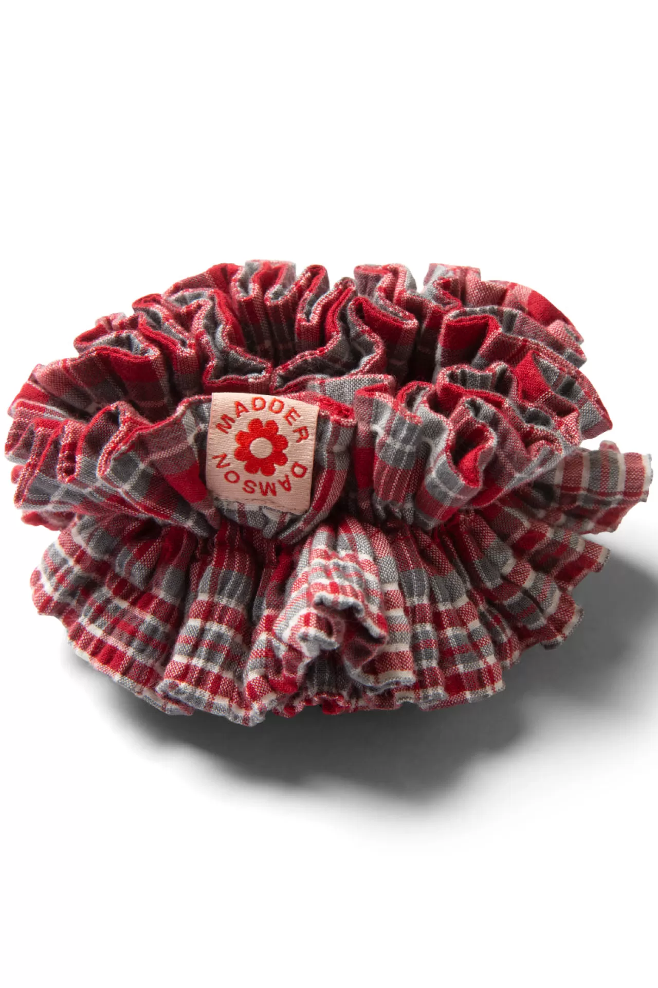 Discount Damson Madder shir garter scrunchie in check red
