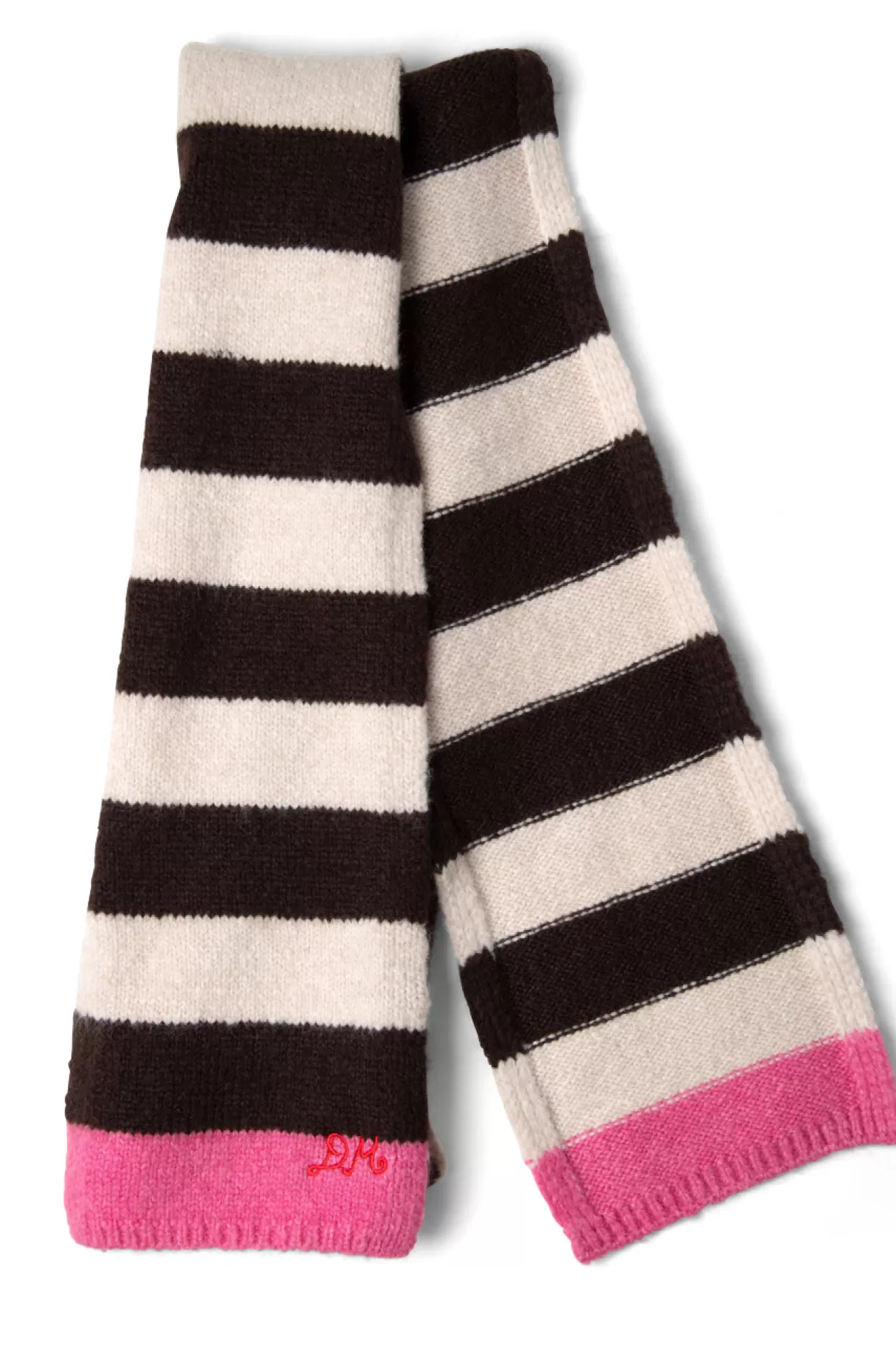 Hot Damson Madder skinny stripe scarf in choc u0026 ecru