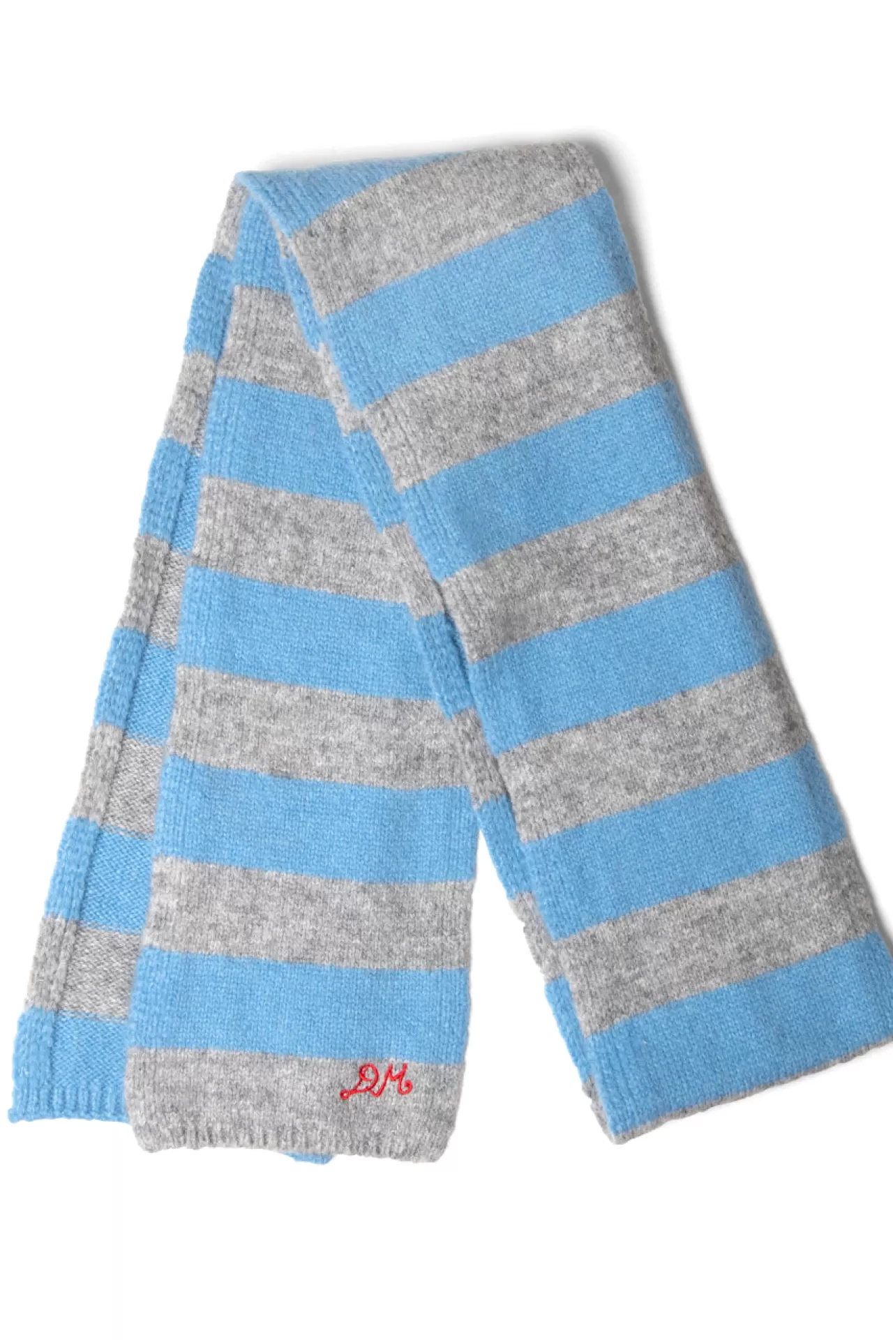 Clearance Damson Madder skinny stripe scarf in grey u0026 blue