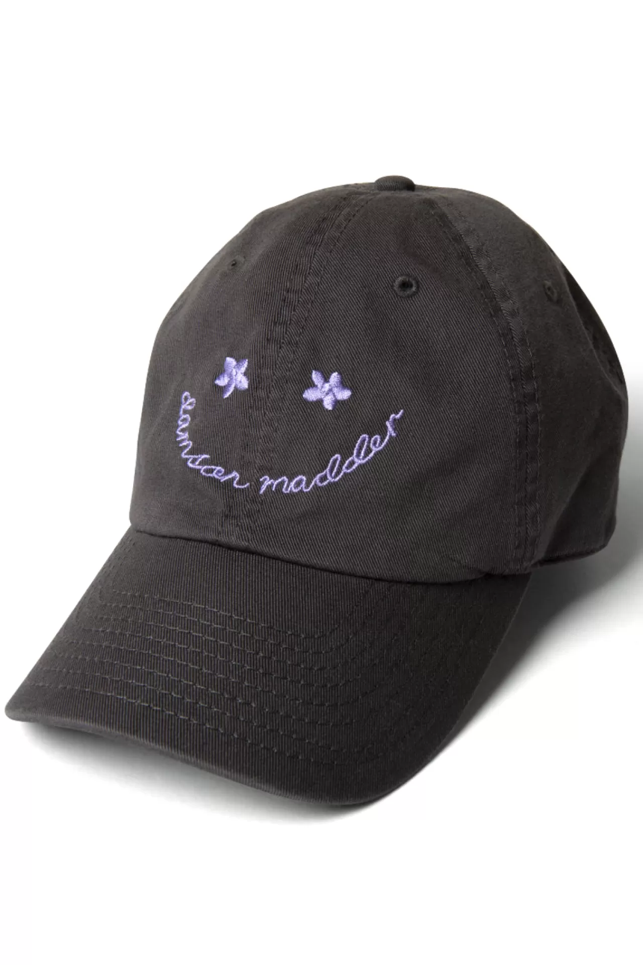 Best Sale Damson Madder smiley cap with lilac embroidery - web exclusive charcoal