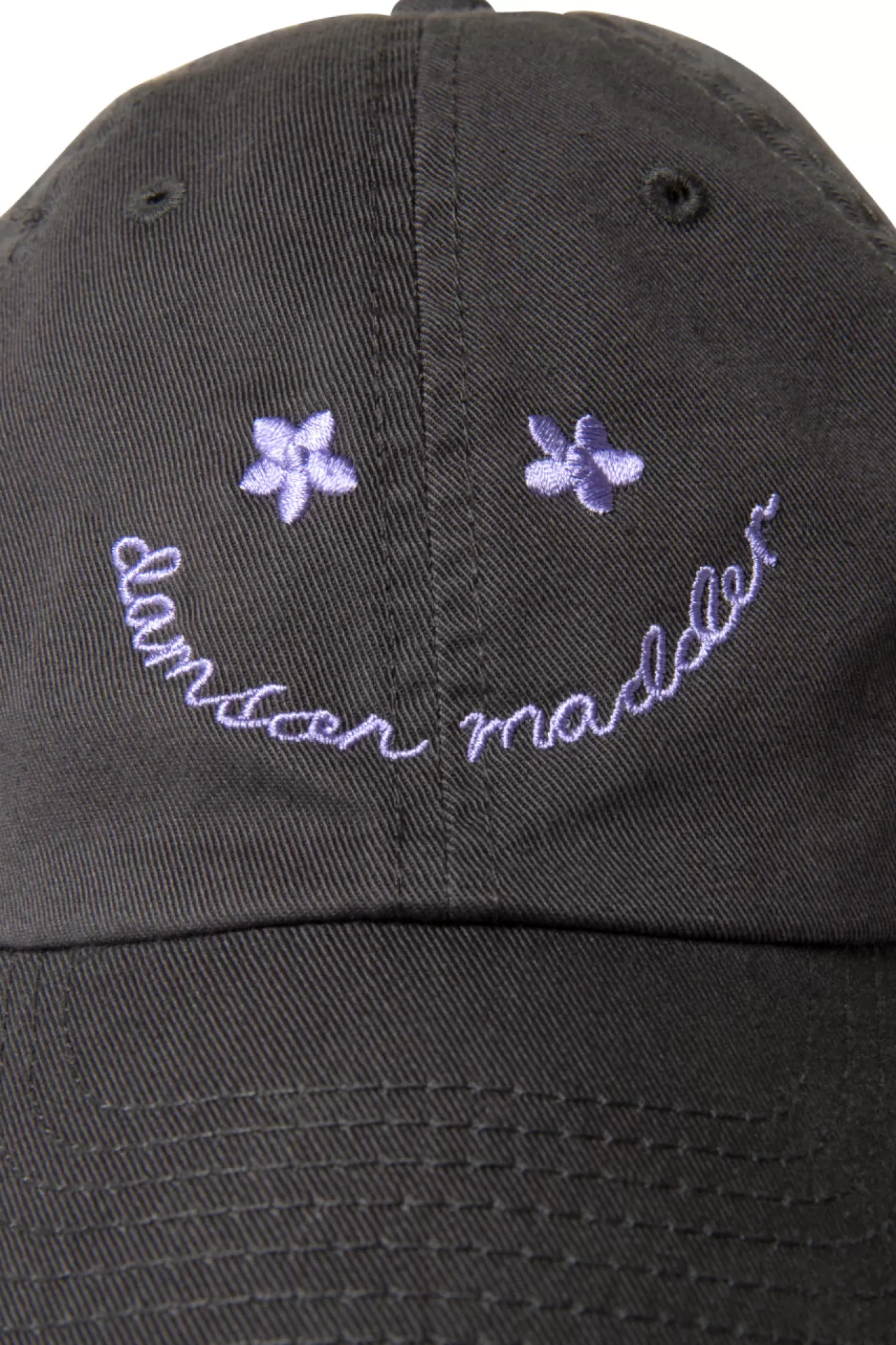 Best Sale Damson Madder smiley cap with lilac embroidery - web exclusive charcoal