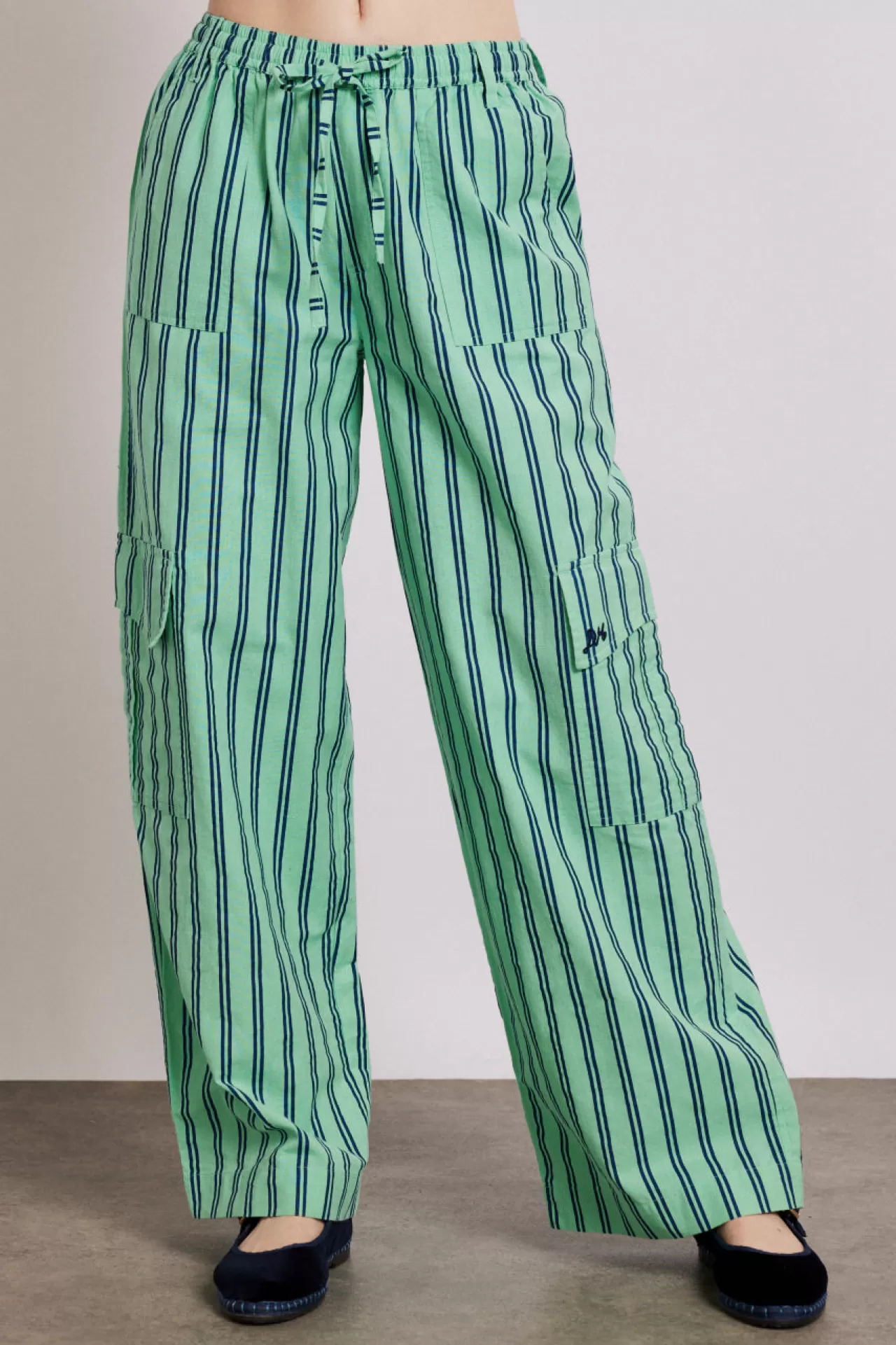 Discount Damson Madder sydney coastal cargo pants - stripe mint
