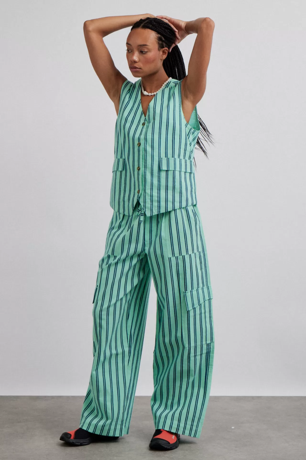 Discount Damson Madder sydney coastal cargo pants - stripe mint