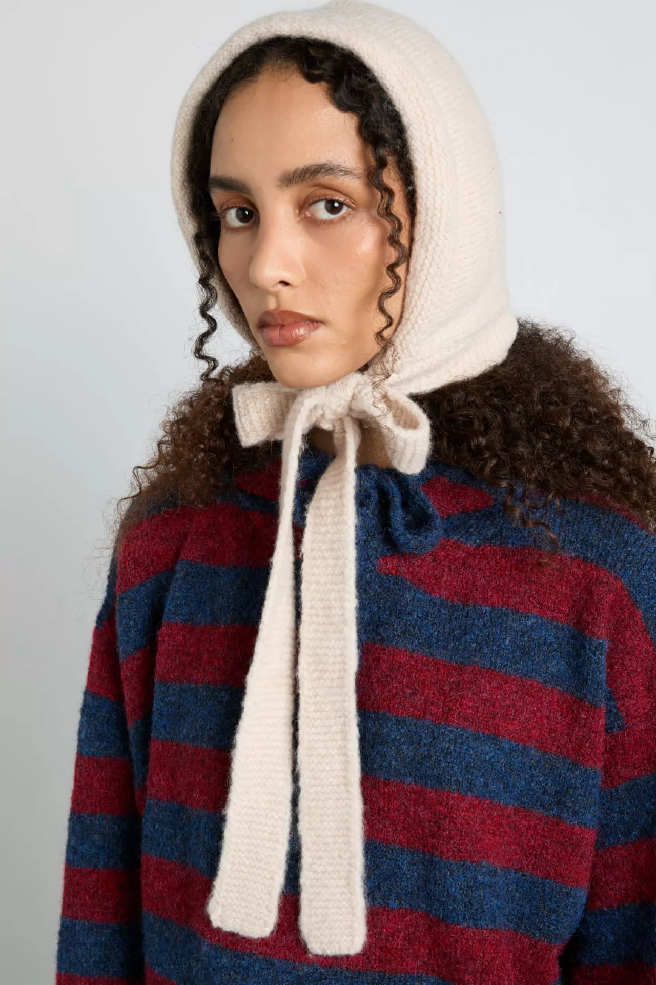 Cheap Damson Madder tie neck bonnet in oatmeal