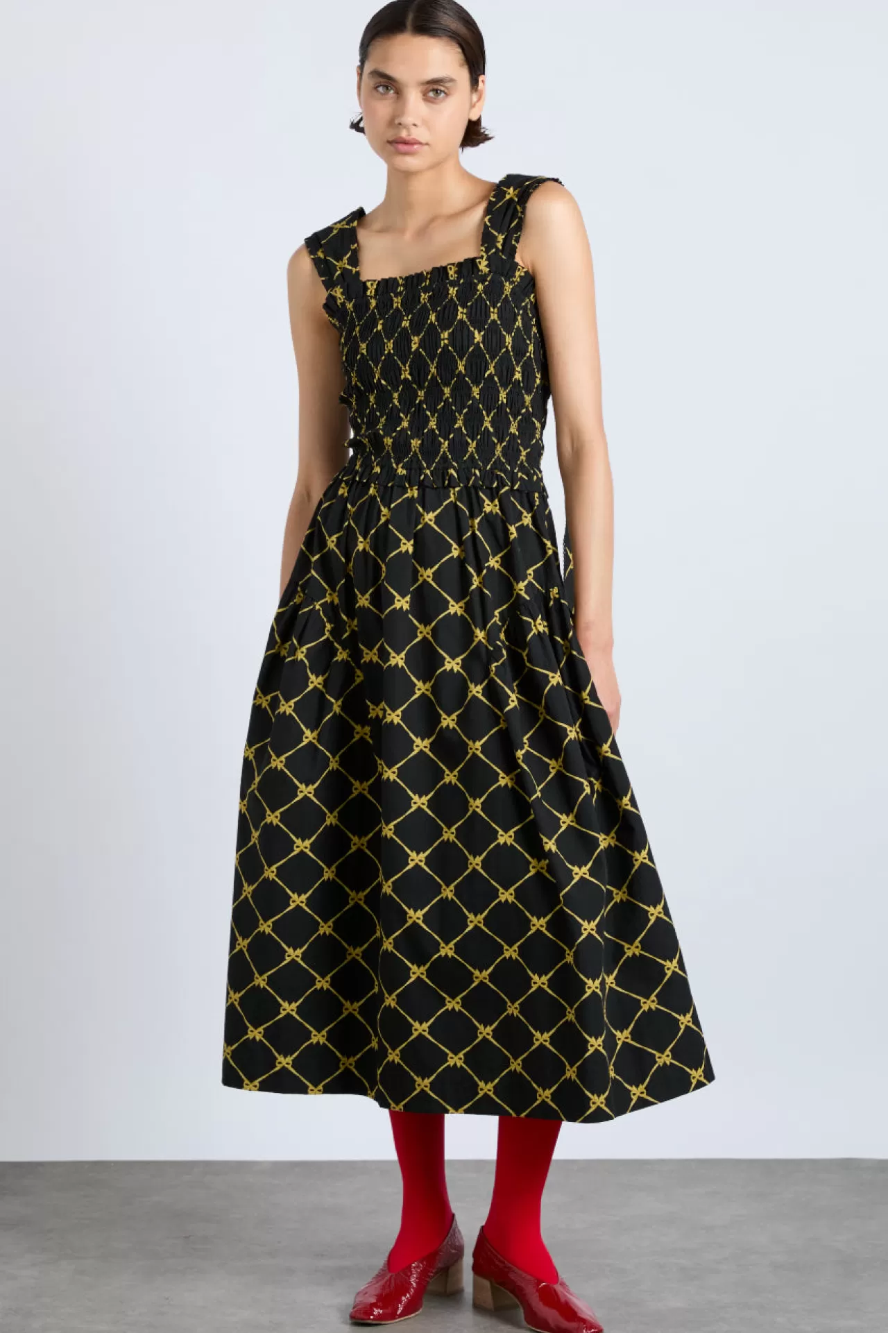 Cheap Damson Madder tish midi dress - bow print black