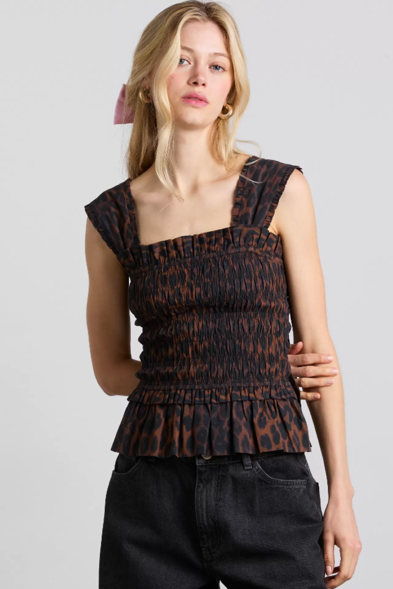 Cheap Damson Madder tish shirred cami - dark leopard